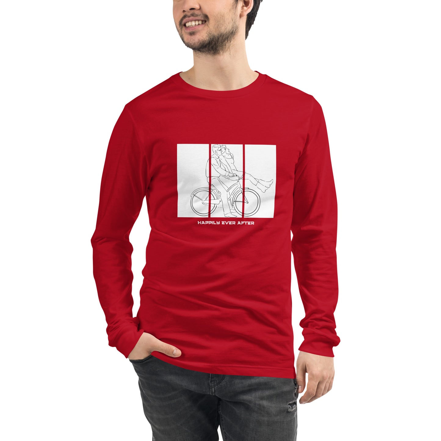 Ever After Long Sleeve Shirt - Left Placement image 31: Dark Grey Heather version, size XS with front view of the Happily Ever After range.