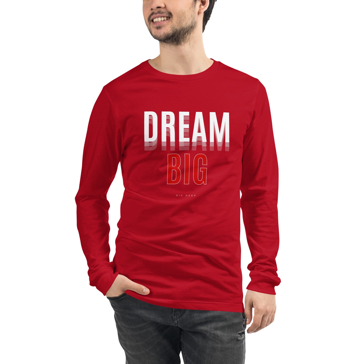 Skyline Dream Long Sleeve Shirt - Left Placement by R.A. Apparel, image 17, front view, Maroon, size S, left placement.
