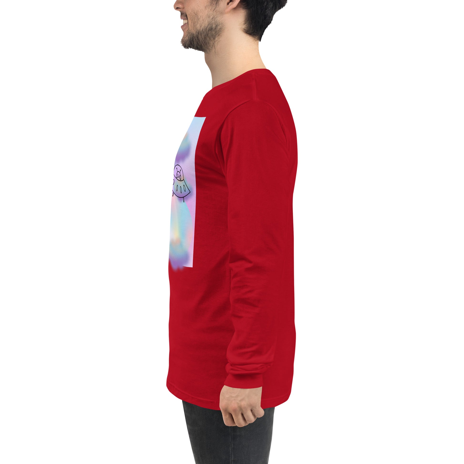 Image 33 of Dark Grey Heather Sprinkle Theory Long Sleeve Shirt - Left Placement, size M, with You're the Sprinkle to My Cupcake artwork visible in left-side angle.