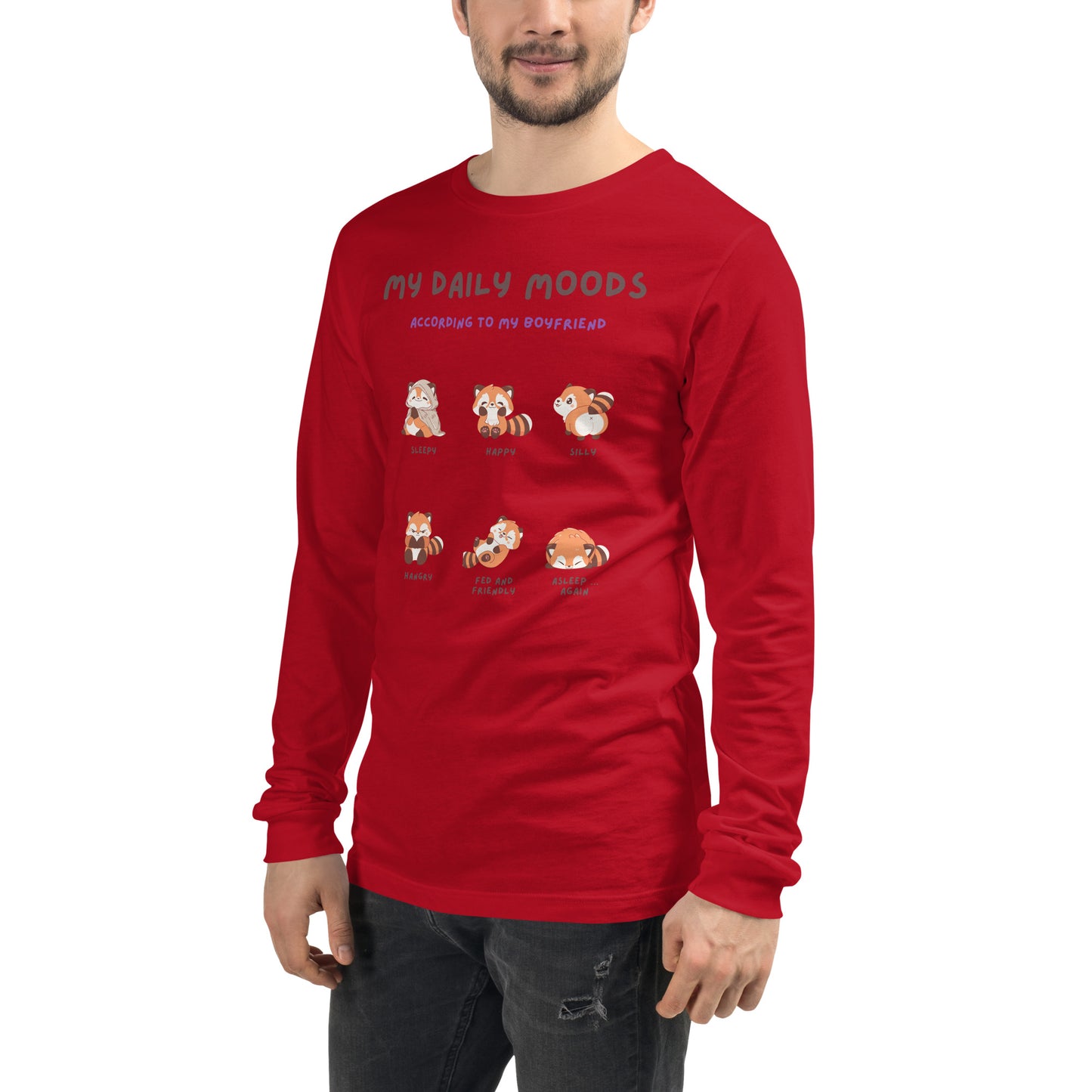 Mood Diary Long Sleeve Shirt - Left Placement by R.A. Apparel, image 35, front view, left-side angle, Dark Grey Heather, size XL, left placement.