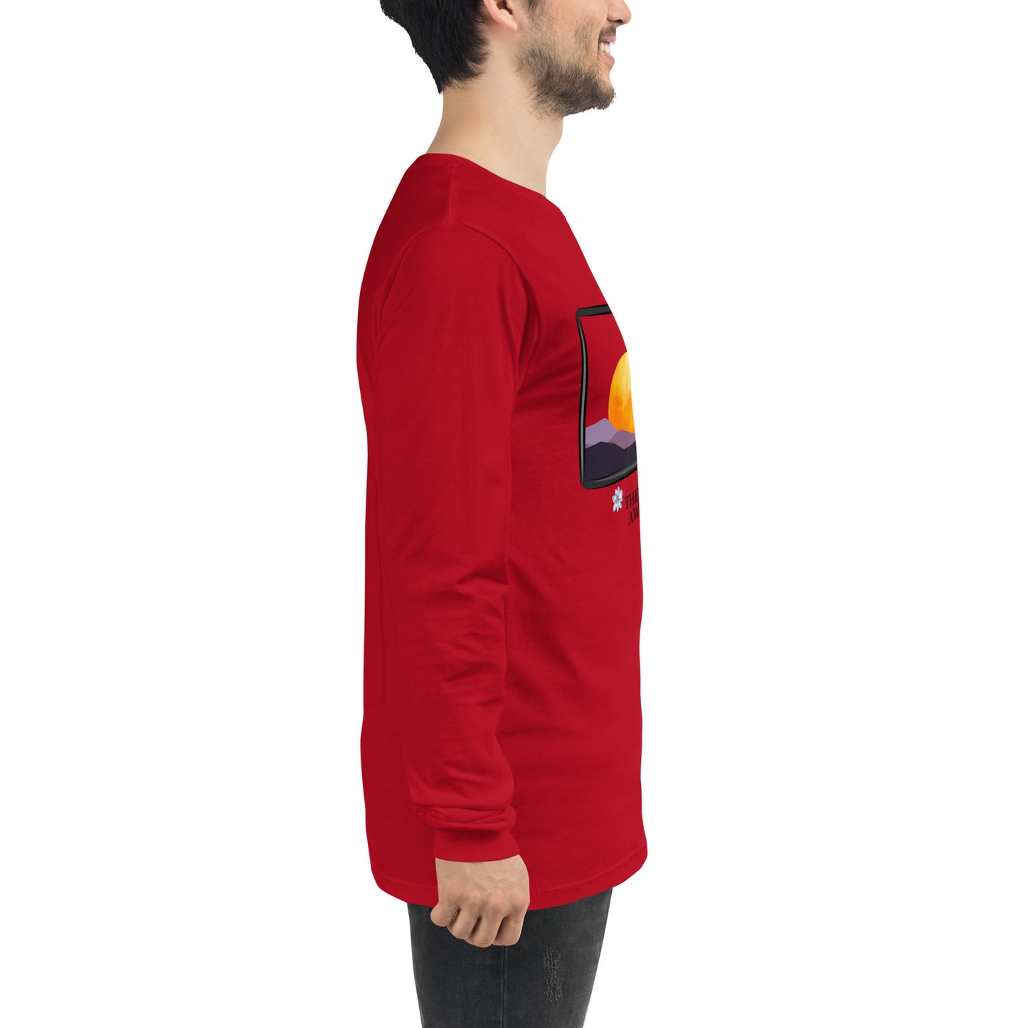 Avenor Long Sleeve Shirt product image 28 in Heather Forest, size L, with right-side angle and design placement.
