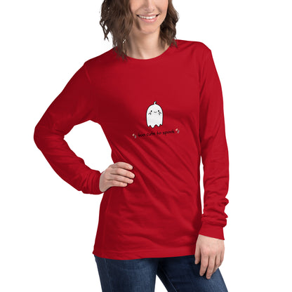 Cute Haunt Long Sleeve Shirt - Left Placement image 36: True Royal version, size XS with front view, right-side angle of the Too Cute to Spook range.