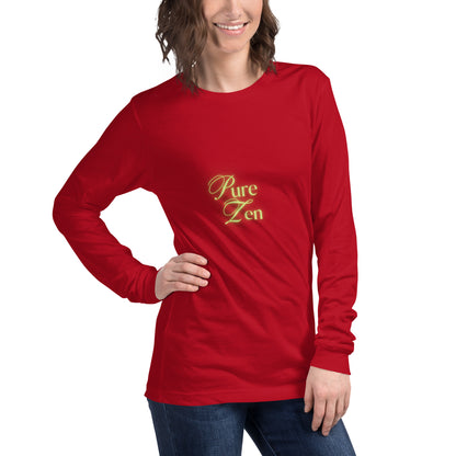Image 10 of Black Zenline Long Sleeve Shirt - Left Placement, size L, with Pure Zen artwork visible in front view, right-side angle.