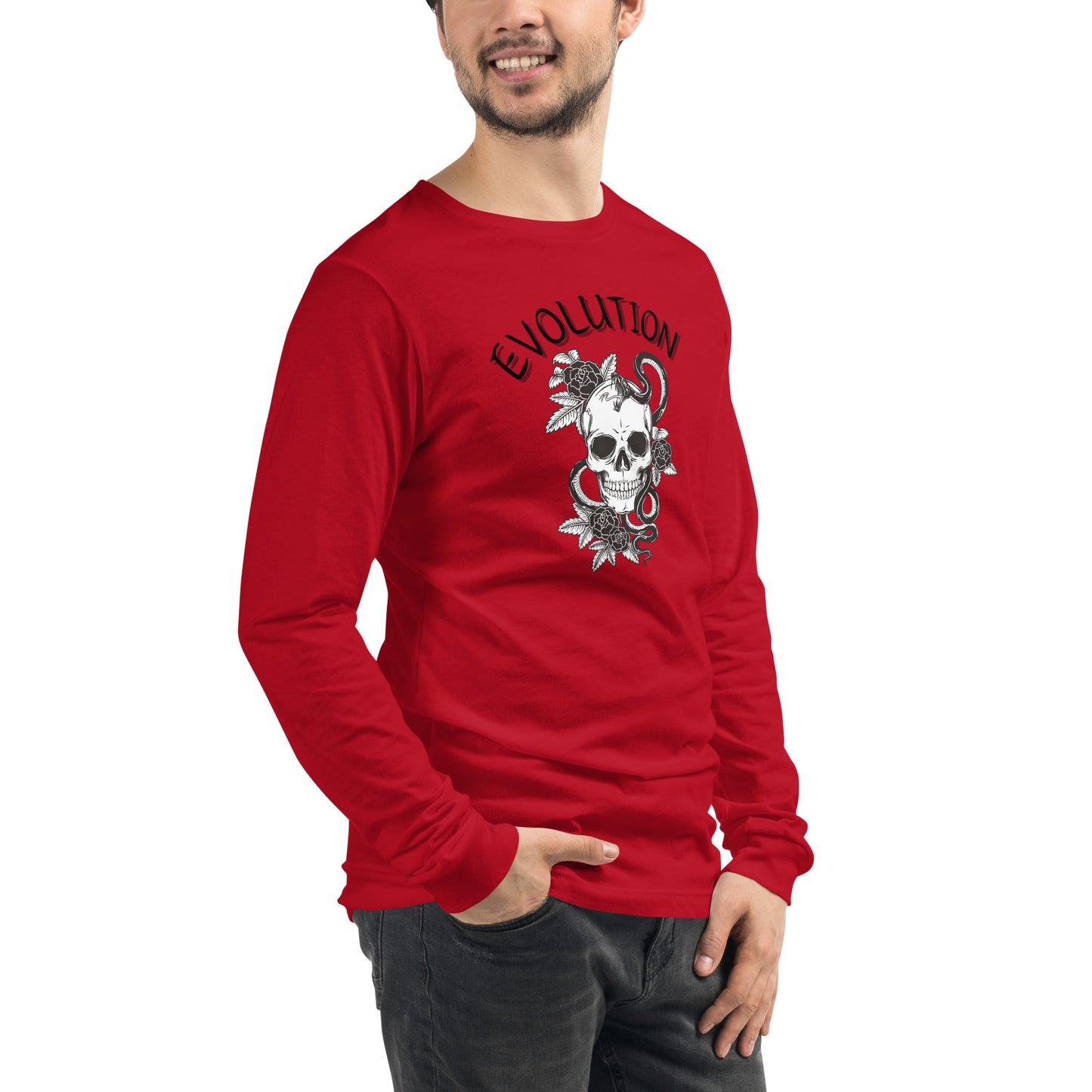Evolution Long Sleeve Shirt - Left Placement image 36: True Royal version, size XS with front view, right-side angle of the Evolution range.