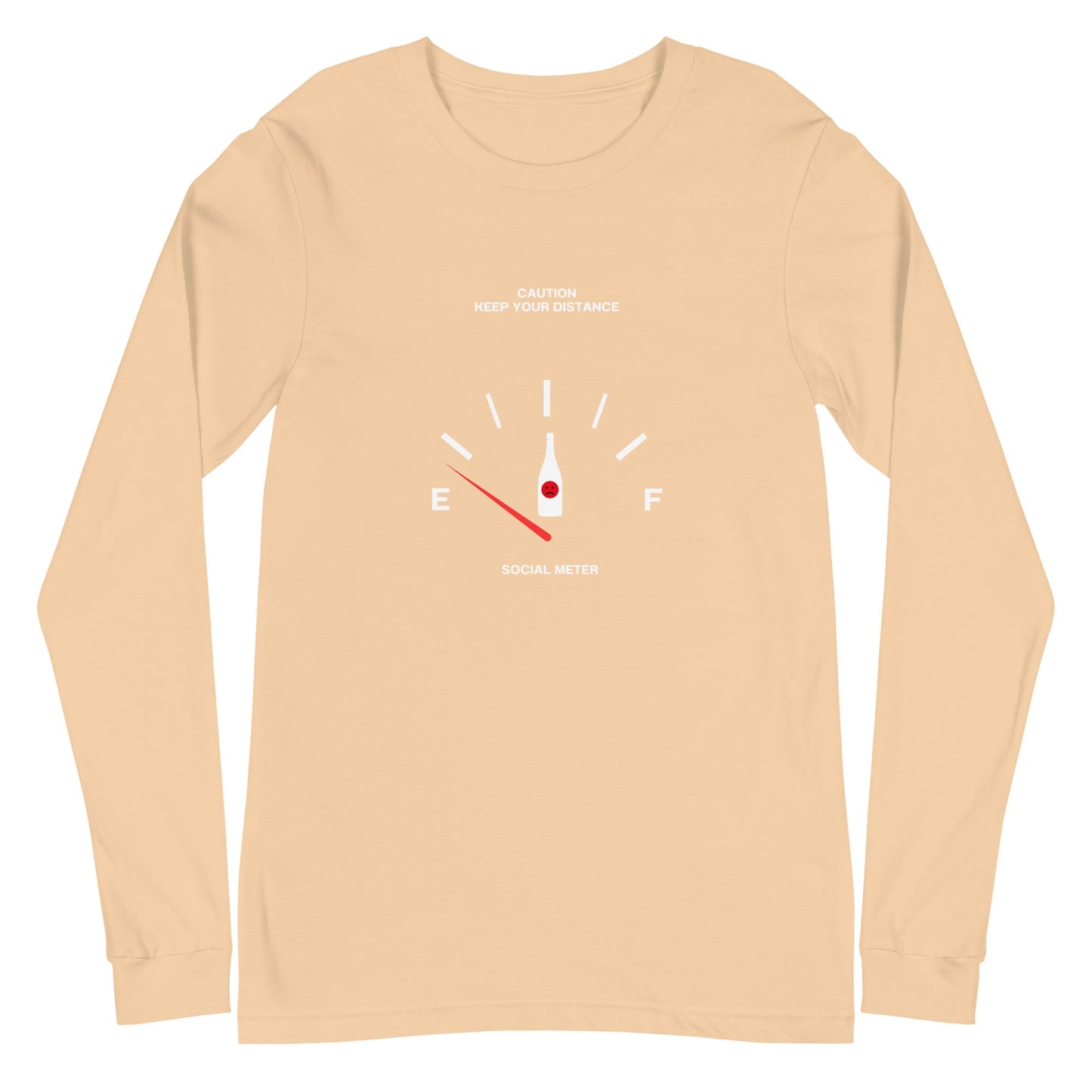 Image 15 of Navy Social Static Long Sleeve Shirt - Left Placement, size M, with Social Meter artwork visible in front view.