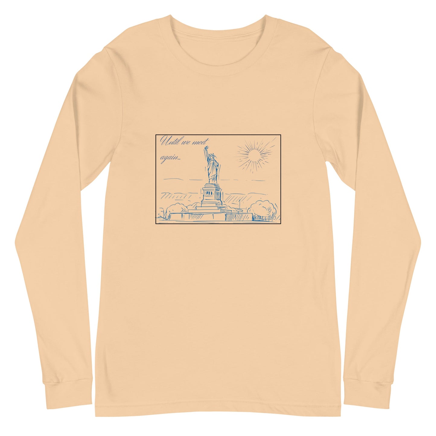 Image 15 of Navy Farewell Bloom Long Sleeve Shirt - Left Placement, size M, with Until We Meet Again artwork visible in front view.