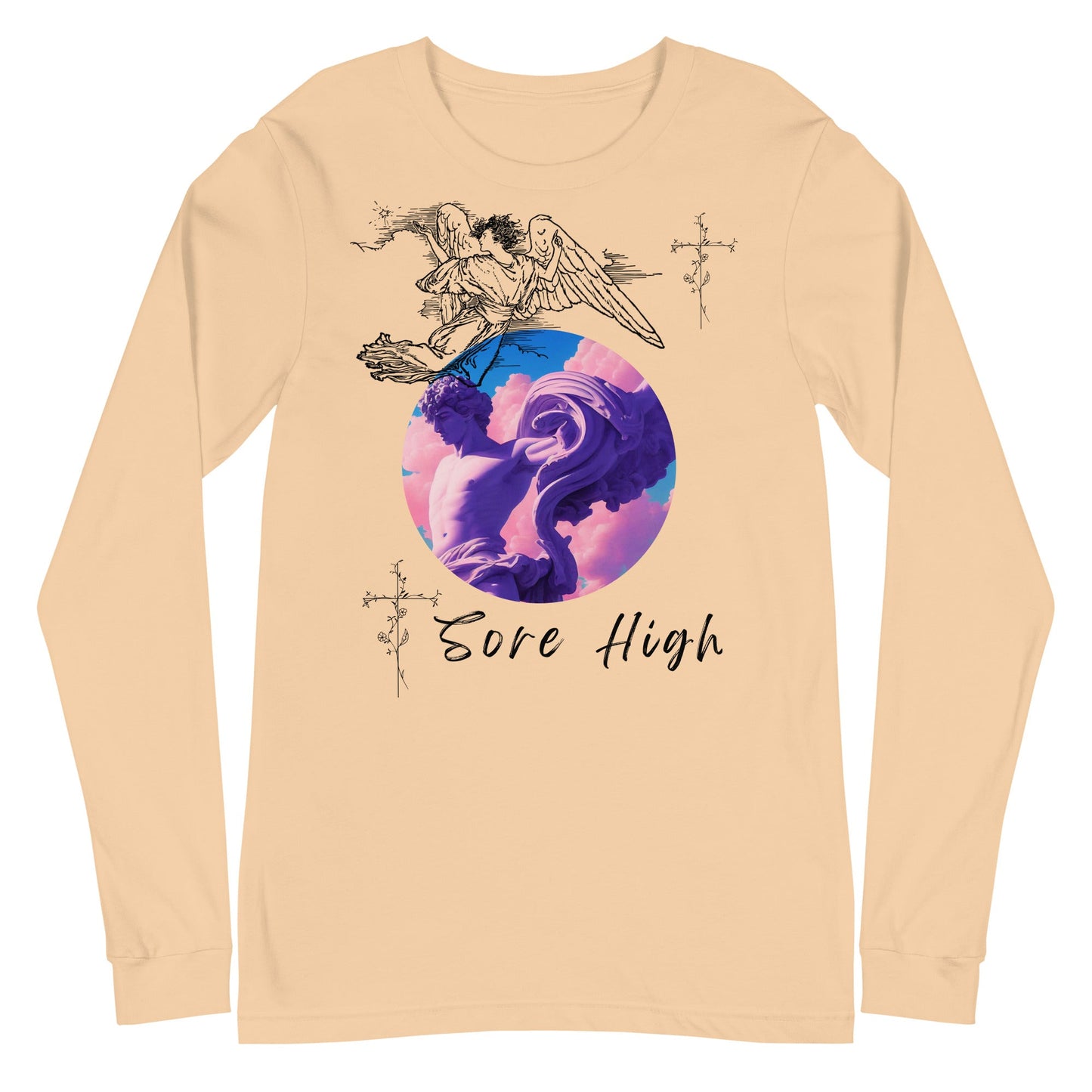 Skyborne Long Sleeve Shirt - Left Placement image 14 in Navy, size S, showing front view for the Sore High design.