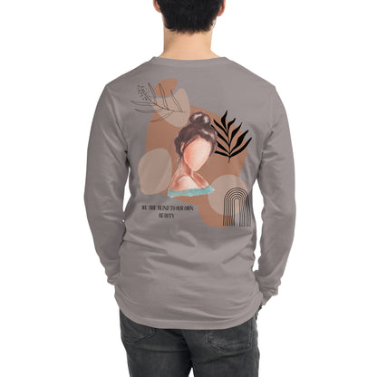 Blind Signal Long Sleeve Shirt - Left Placement 39 product image 19 in Heather Forest, size XS, with back view and left placement.