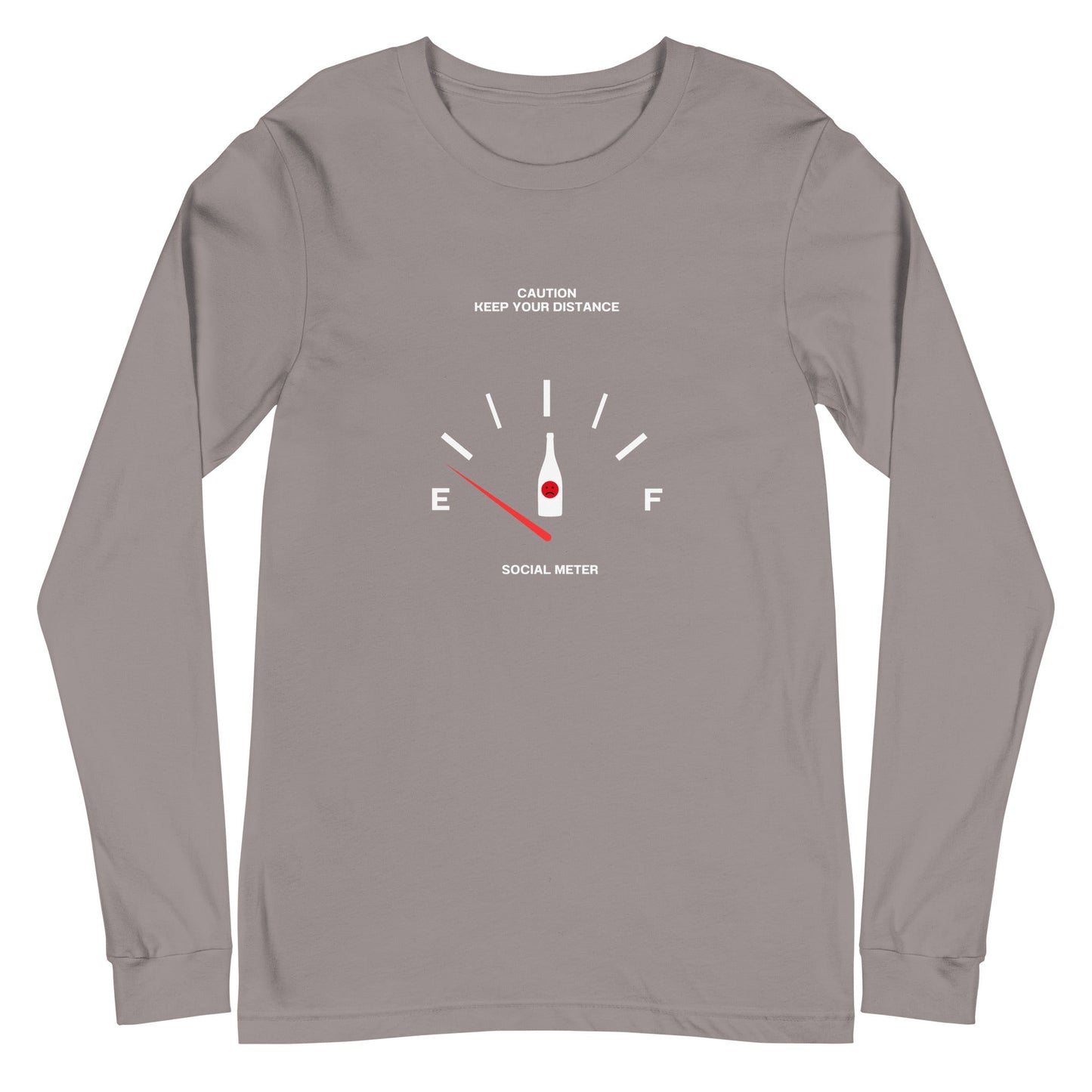 Social Static Long Sleeve Shirt - Left Placement image 12: Black version, size 2XL with front view of the Social Meter range.