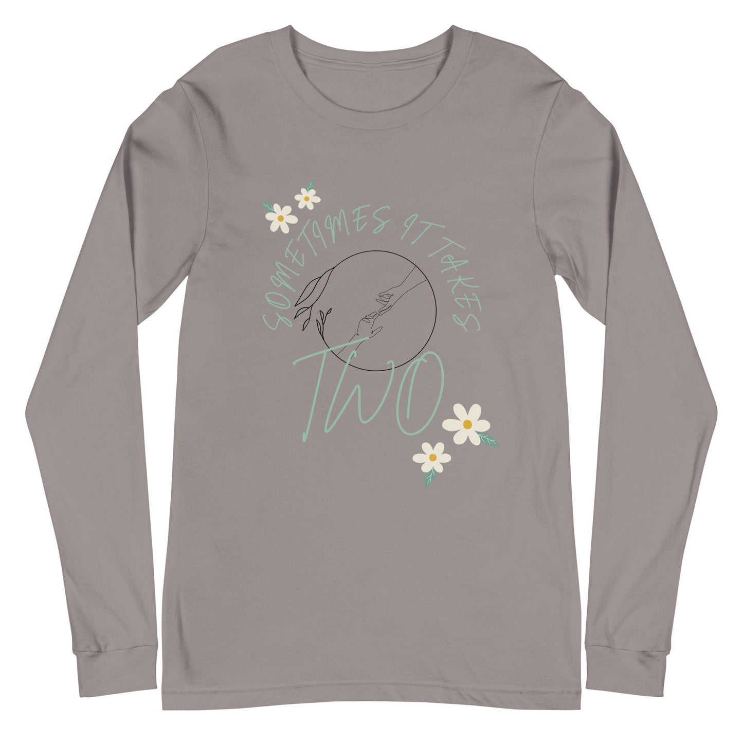 Image 12 of Black Duet Long Sleeve Shirt - Left Placement, size 2XL, with It Takes Two artwork visible in front view.