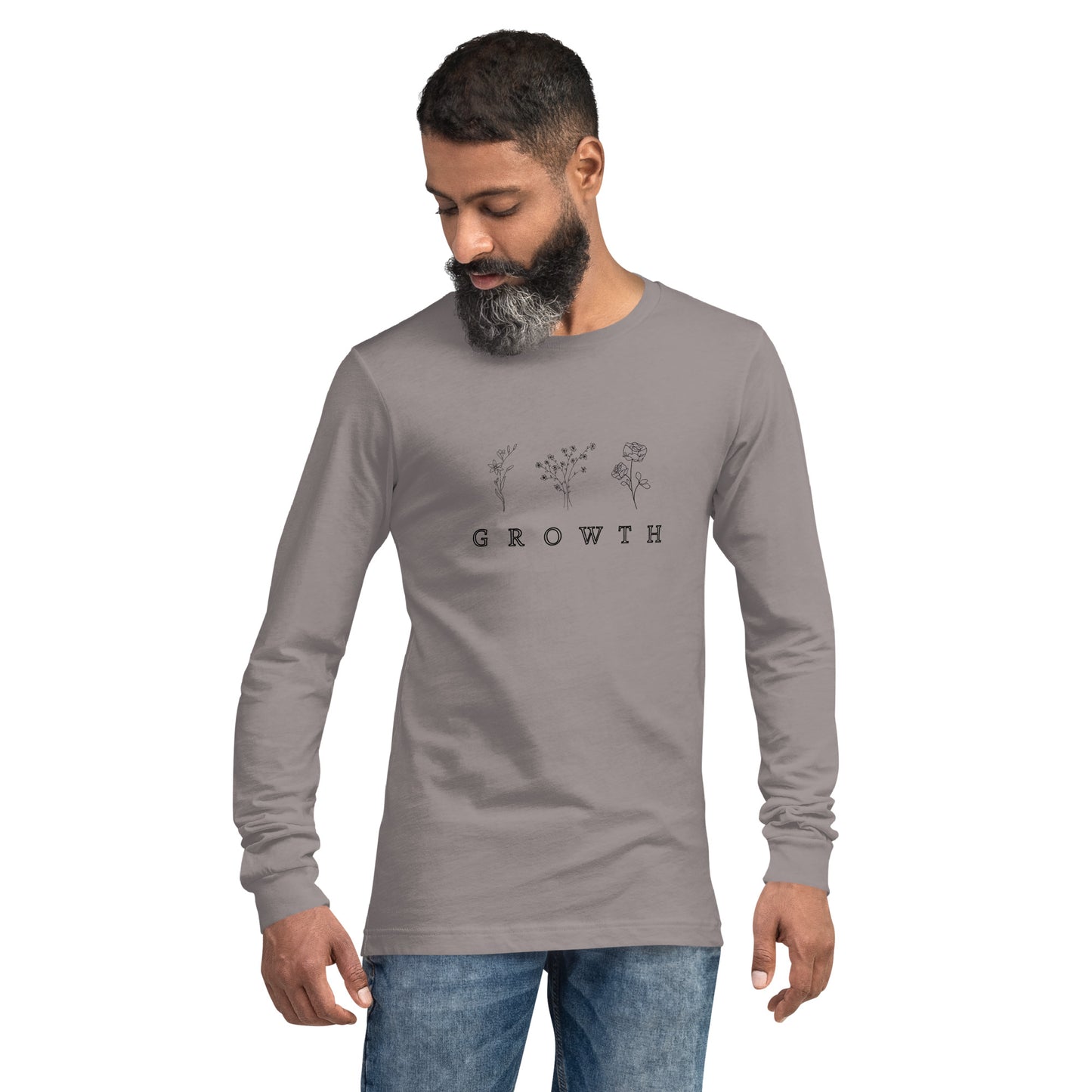 Growthline Long Sleeve Shirt - Left Placement product image 49 in Heather Deep Teal, size L, with front view and left placement.