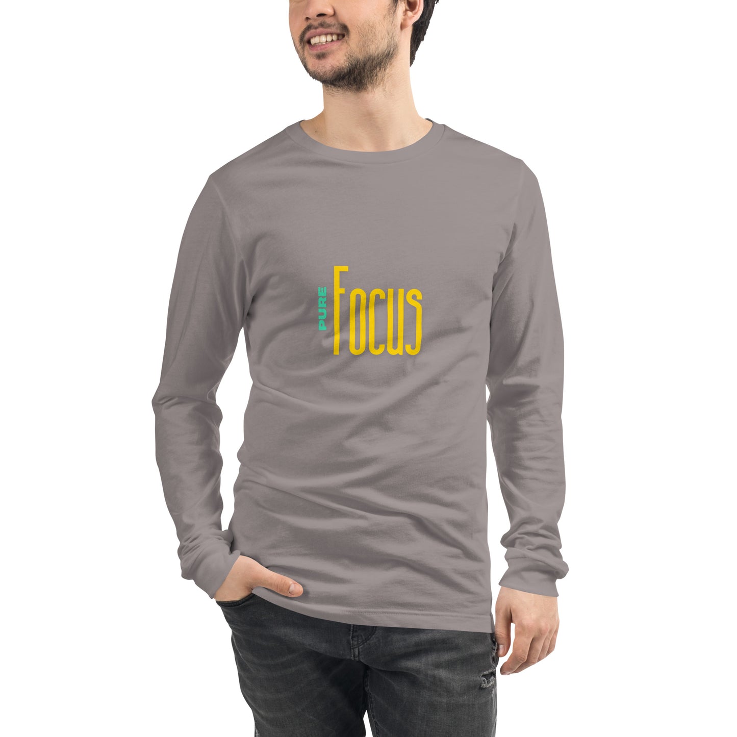 Focusline Long Sleeve Shirt - Left Placement image 21: Maroon version, size M with front view of the Pure Focus range.