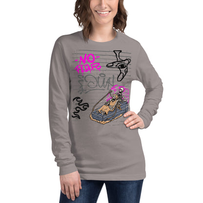 Image 45 of True Royal Fearless Long Sleeve Shirt - Left Placement, size M, with No Fear artwork visible in front view.