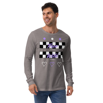 Image 25 of Red Freeborne Long Sleeve Shirt - Left Placement, size XL, with Free Spirits artwork visible in front view.