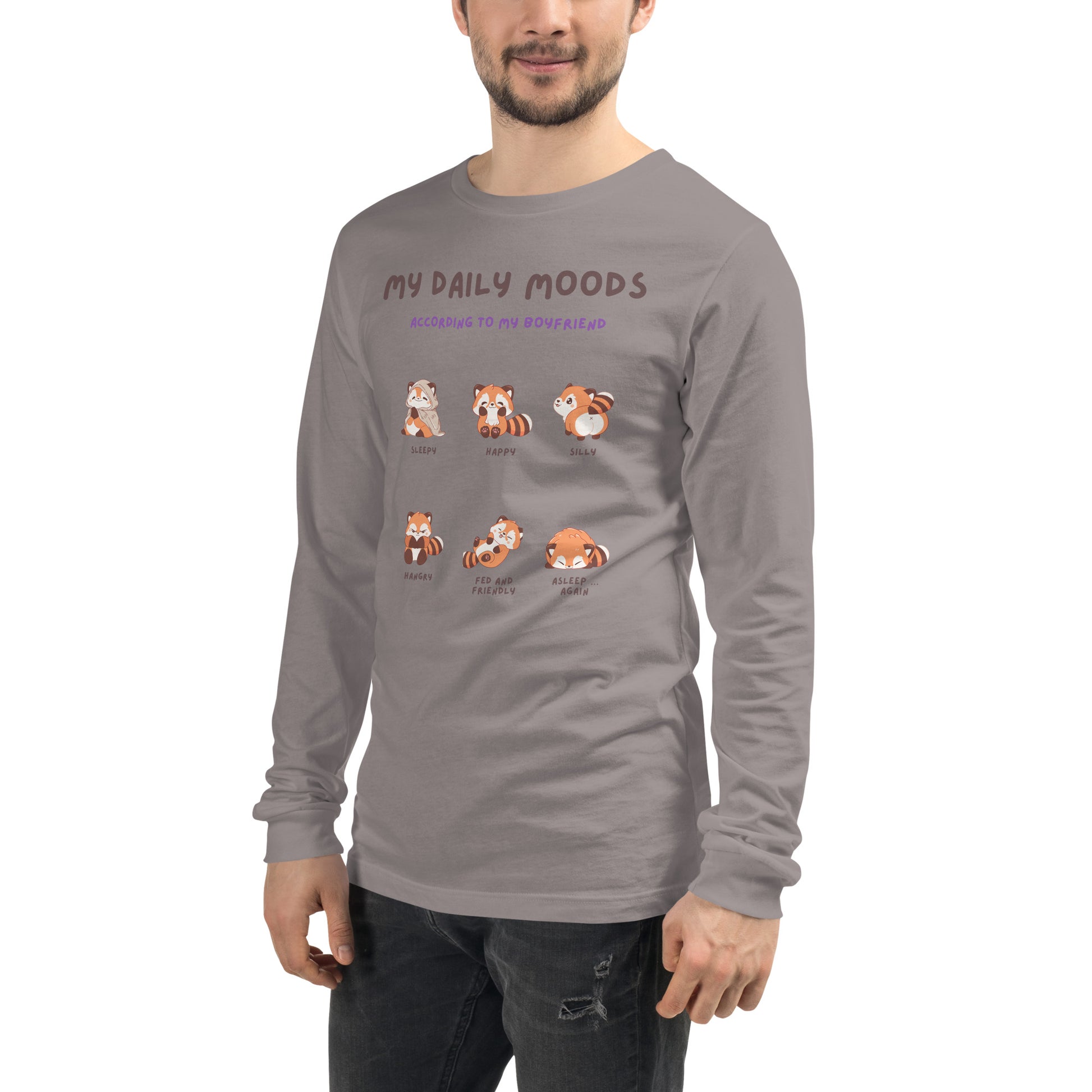 Mood Diary Long Sleeve Shirt - Left Placement image 77 in Athletic Heather, size S, showing front view, left-side angle for the My Daily Moods design.