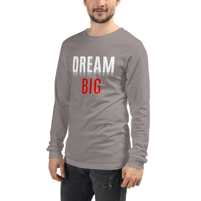 Skyline Dream Long Sleeve Shirt - Left Placement image 43: Heather Navy version, size M with front view, left-side angle of the Dream Big range.