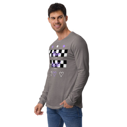 Image 26 of Heather Forest Freeborne Long Sleeve Shirt - Left Placement, size XS, with Free Spirits artwork visible in front view, left-side angle.