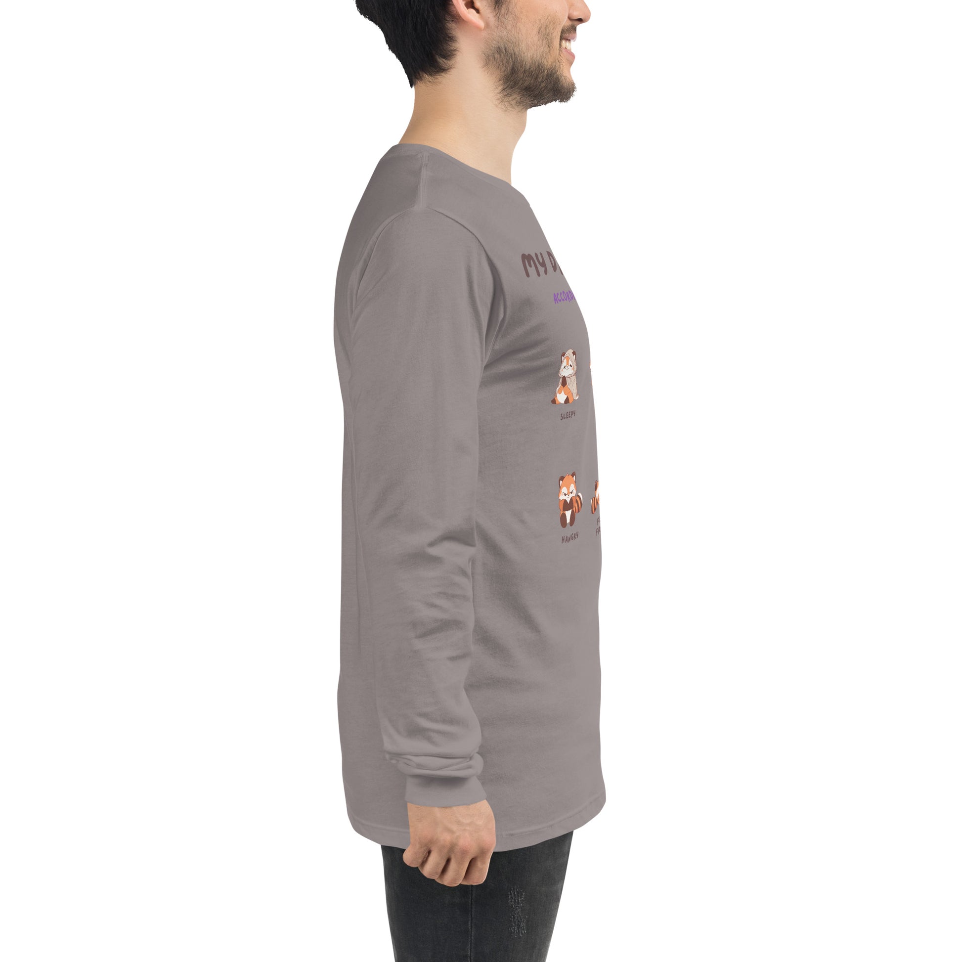 Image 76 of Athletic Heather Mood Diary Long Sleeve Shirt - Left Placement, size XS, with My Daily Moods artwork visible in right-side angle.