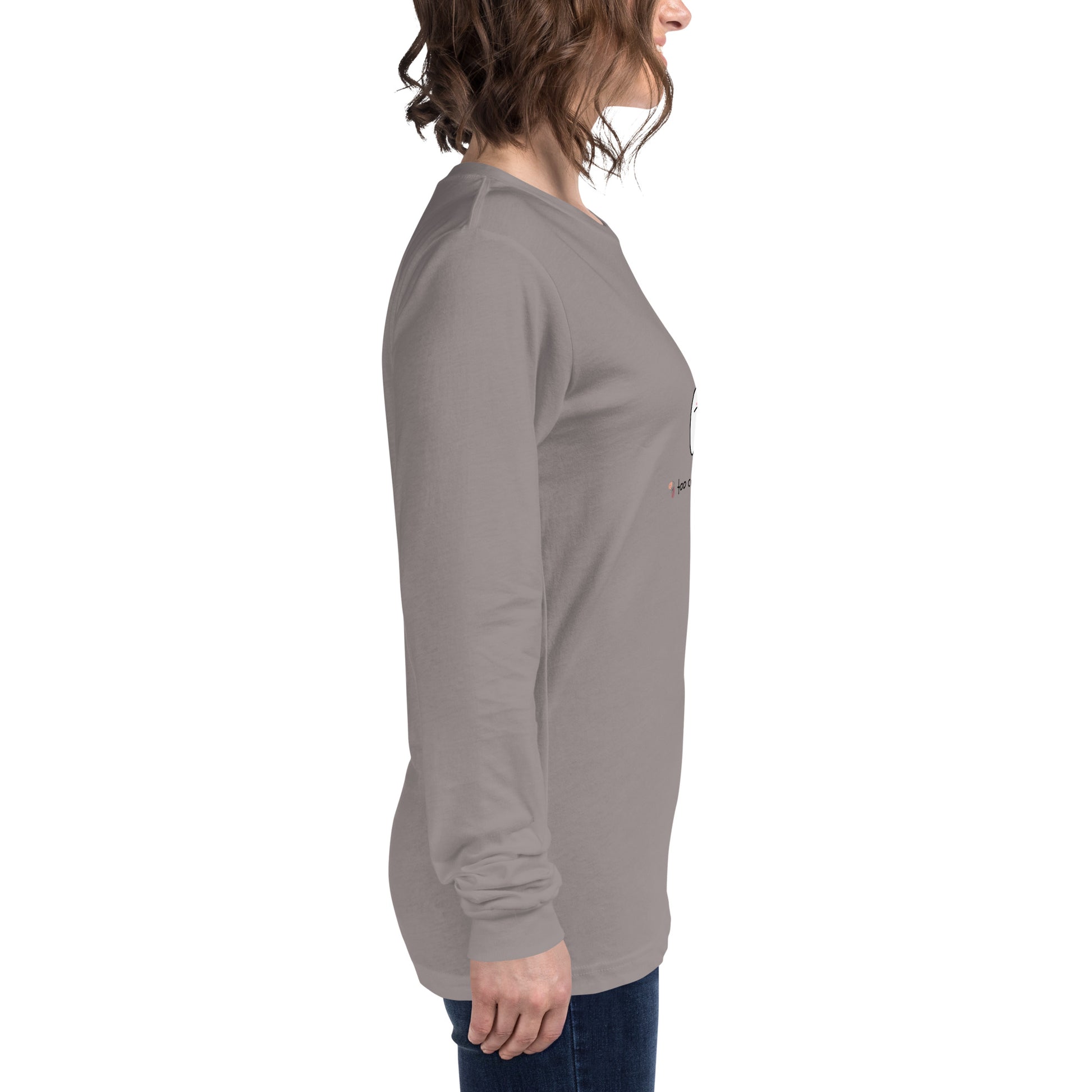 Image 77 of Athletic Heather Cute Haunt Long Sleeve Shirt - Left Placement, size S, with Too Cute to Spook artwork visible in right-side angle.