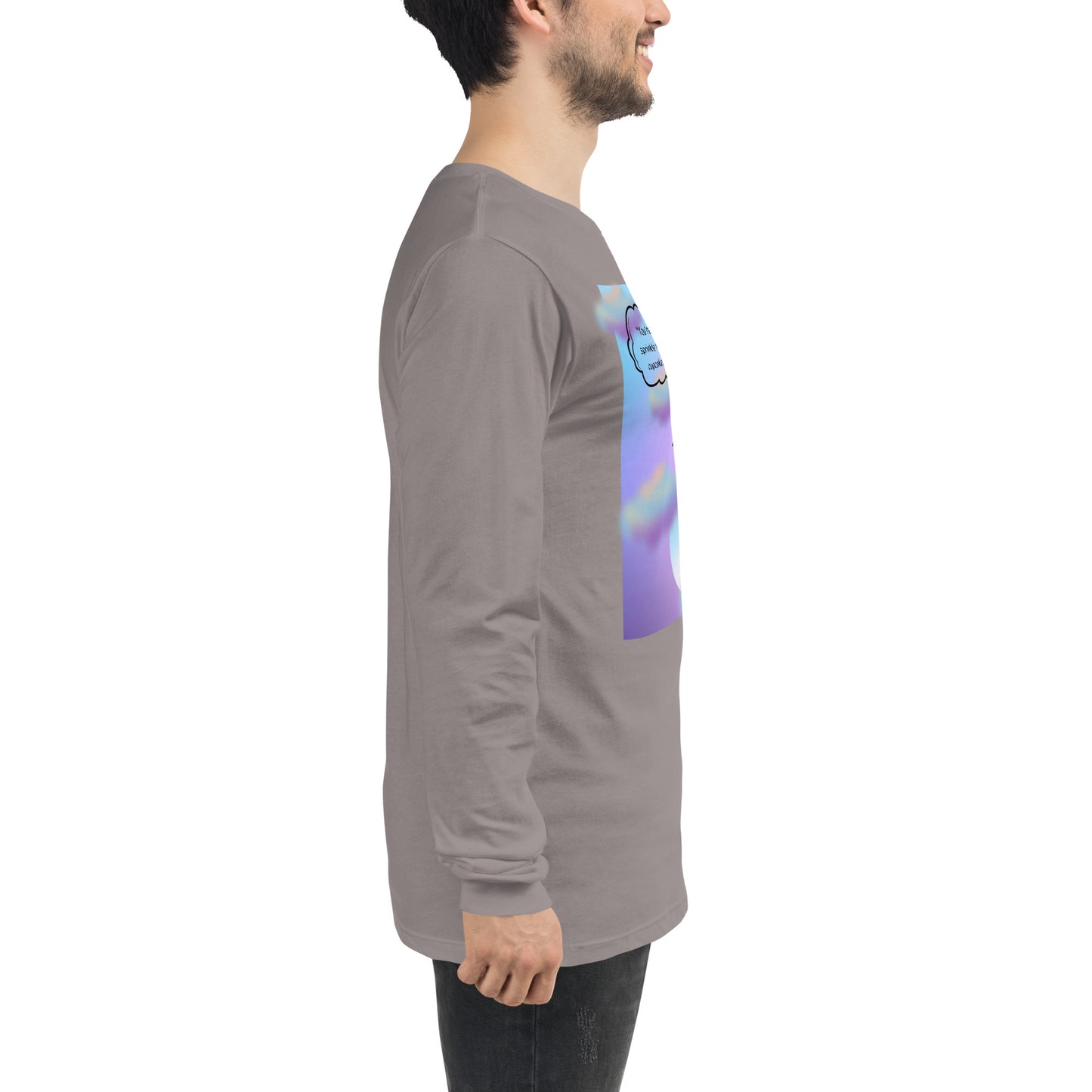 Sprinkle Theory Long Sleeve Shirt - Left Placement image 76: Athletic Heather version, size XS with right-side angle of the You're the Sprinkle to My Cupcake range.