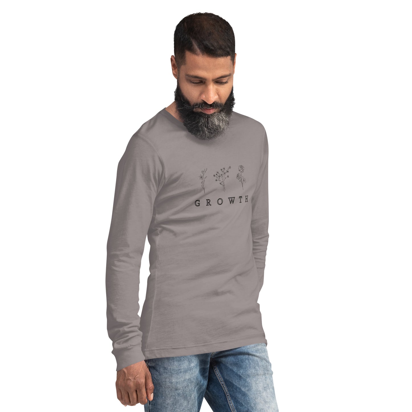 Growthline Long Sleeve Shirt - Left Placement by R.A. Apparel, image 52, front view, right-side angle, Poppy, size S, left placement.