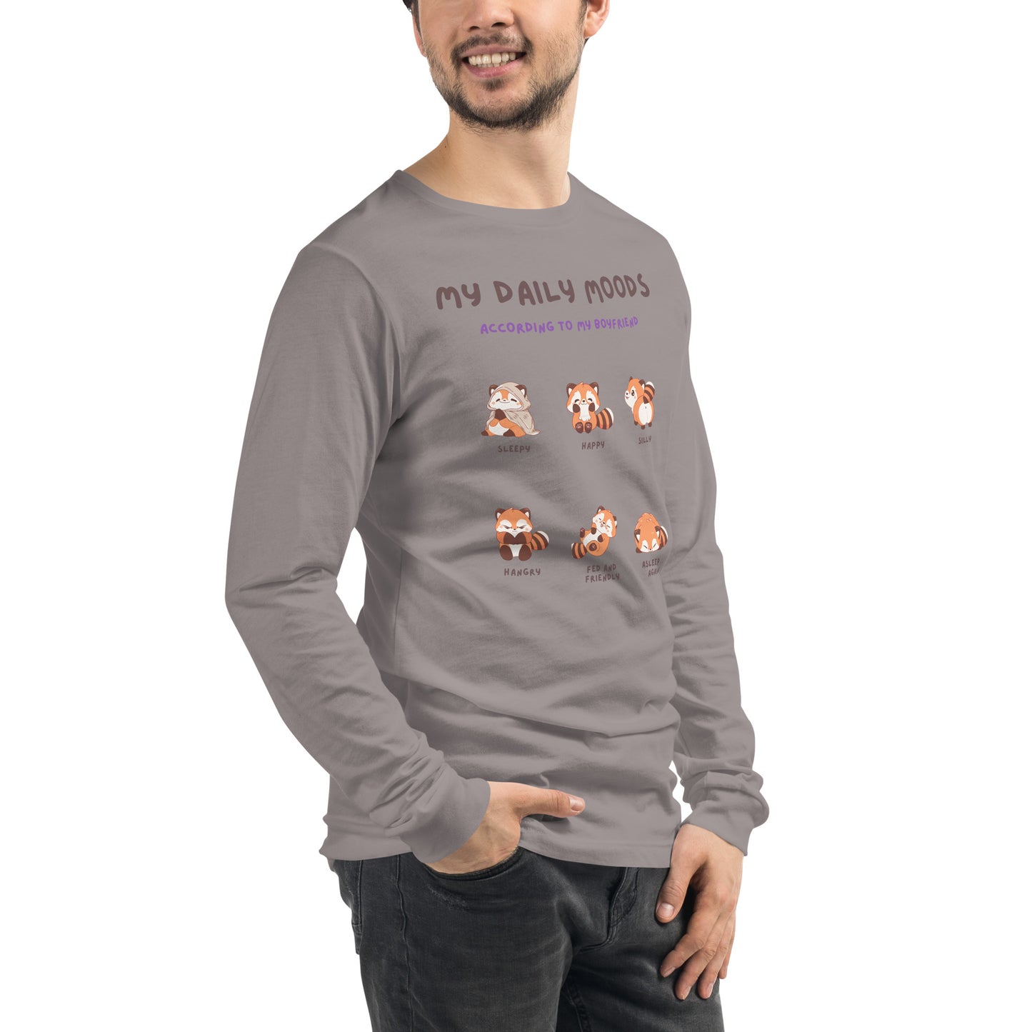 Mood Diary Long Sleeve Shirt - Left Placement image 78 in Athletic Heather, size M, showing front view, right-side angle for the My Daily Moods design.