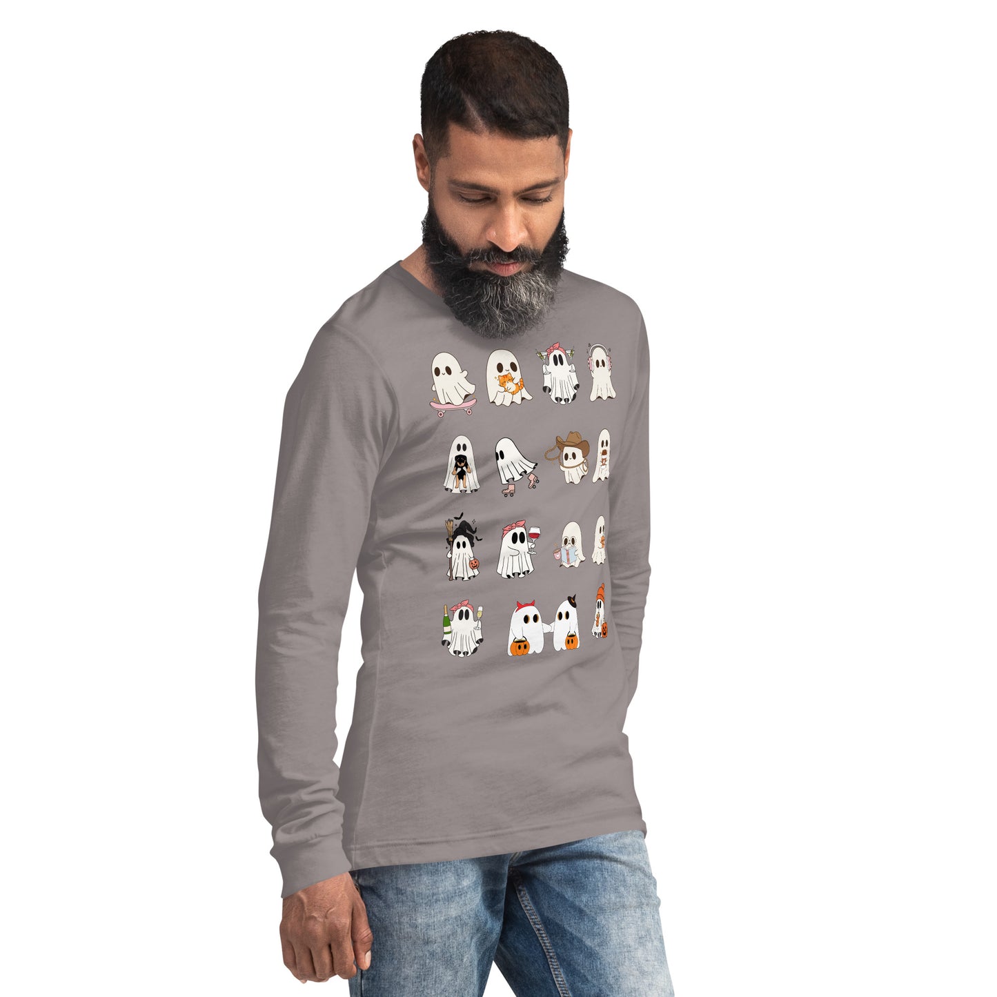 Spectral Long Sleeve Shirt - Left Placement by R.A. Apparel, image 52, front view, right-side angle, Poppy, size S, left placement.