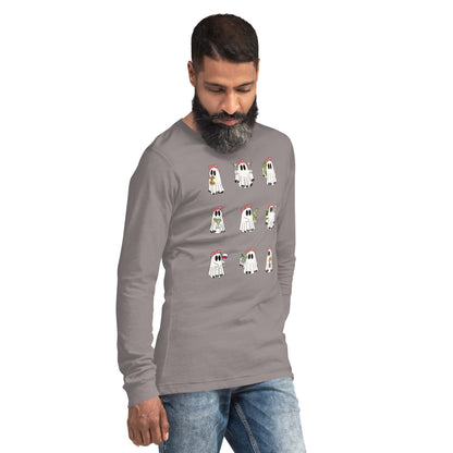 Little Haunts Long Sleeve Shirt - Left Placement image 52 in Poppy, size S, showing front view, right-side angle for the Ghosties 1 design.