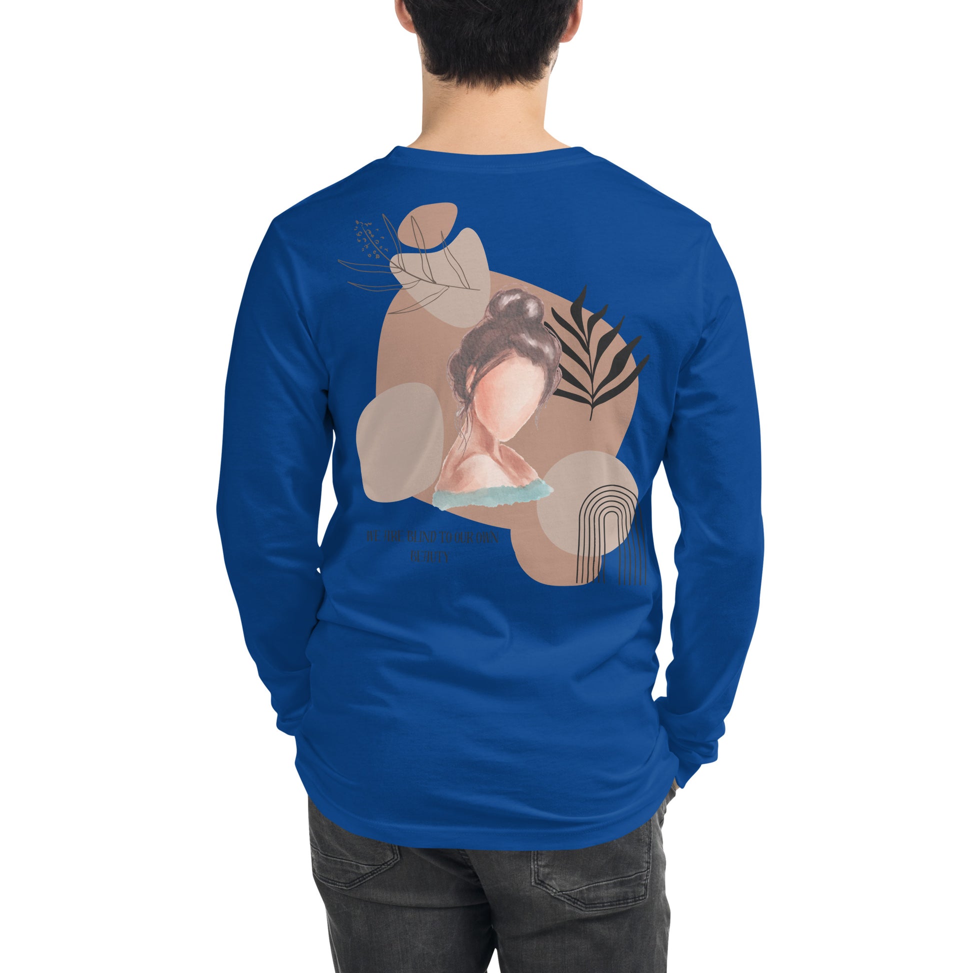 Blind Signal Long Sleeve Shirt - Left Placement 39 by R.A. Apparel, image 23, back view, Heather Forest, size XL, left placement.