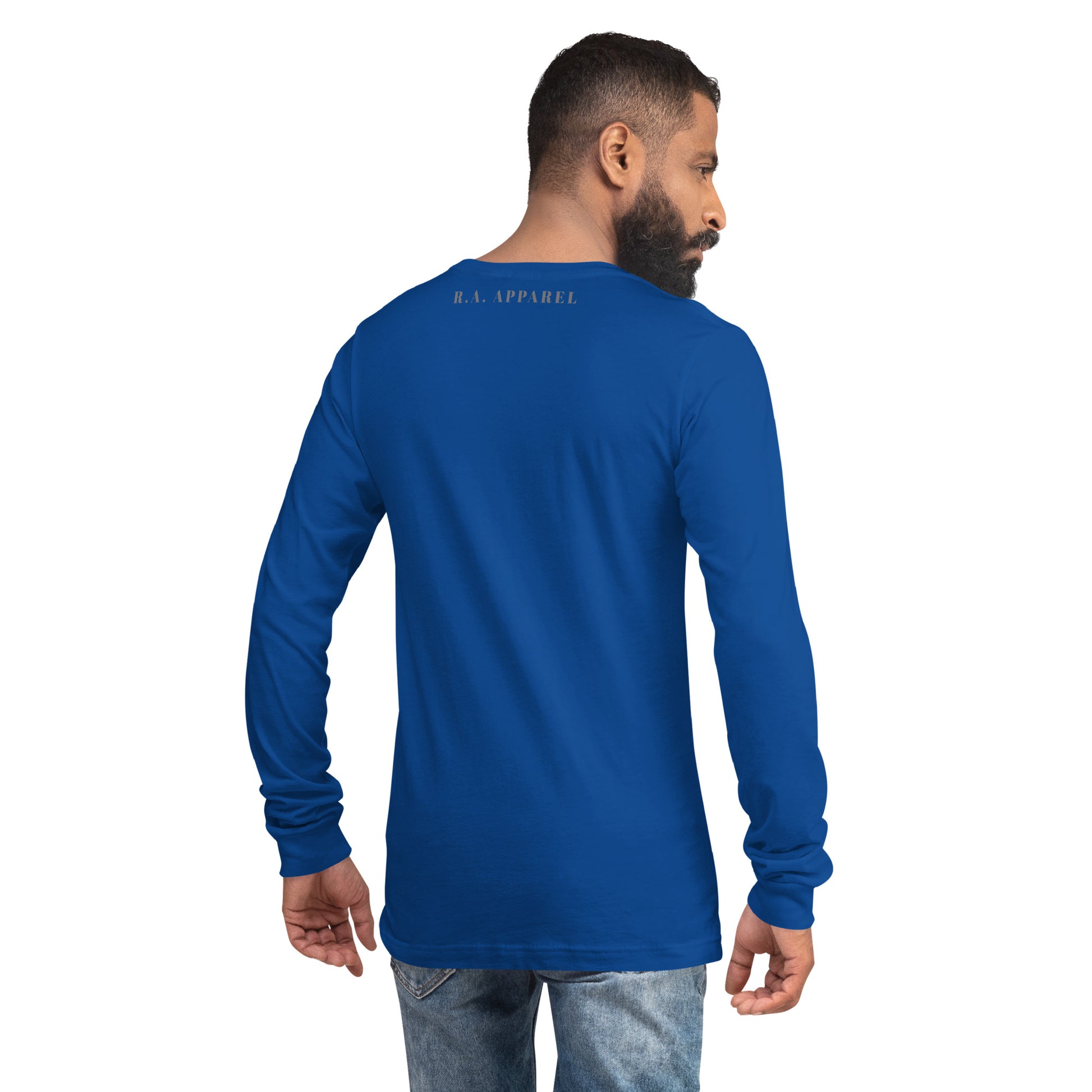 Breathing Room Long Sleeve Shirt - Left Placement image 23 in Heather Forest, size XL, showing back view for the Just Breathe design.