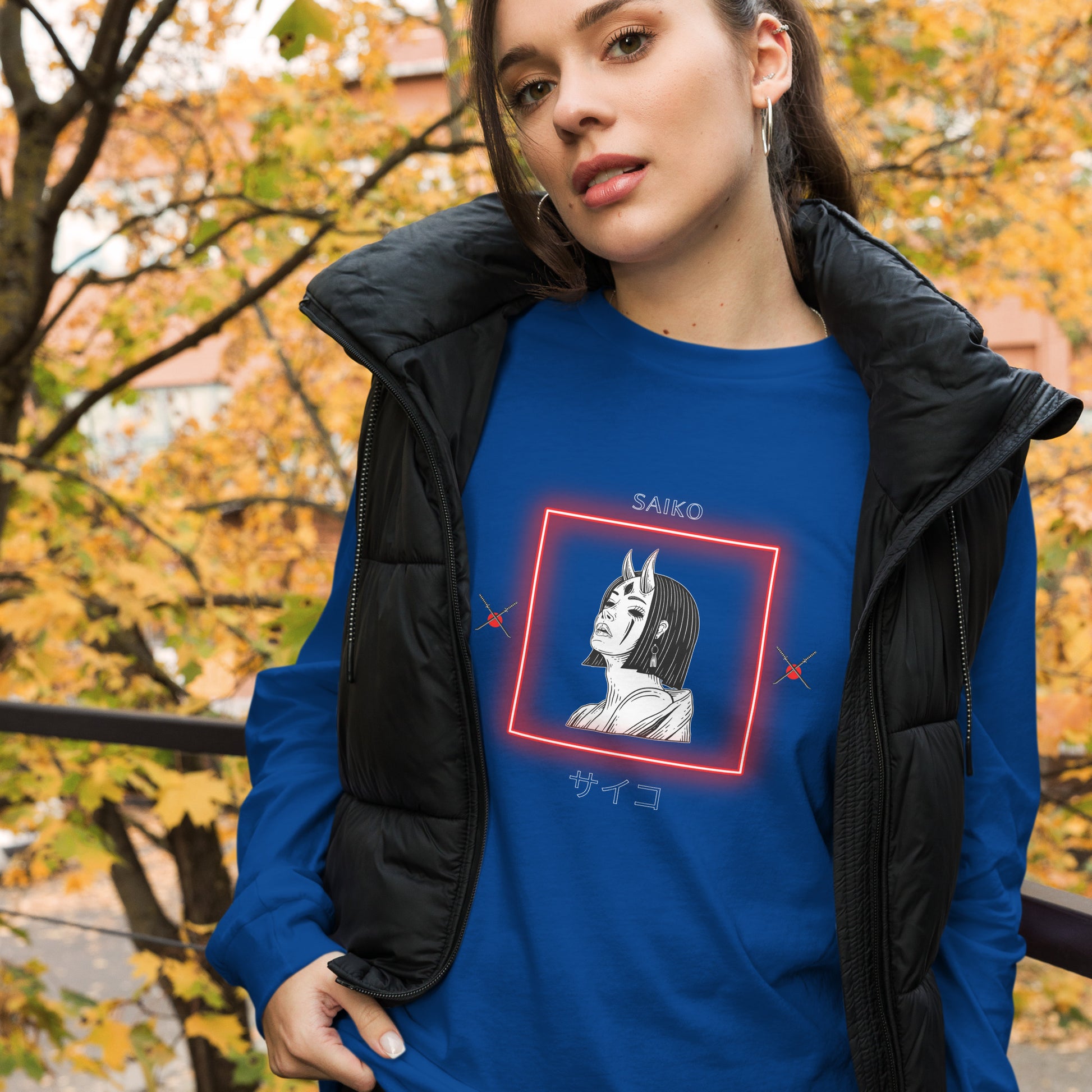Saiko Long Sleeve Shirt - Left Placement product image 41 in True Royal, size XL, with front view and left placement.