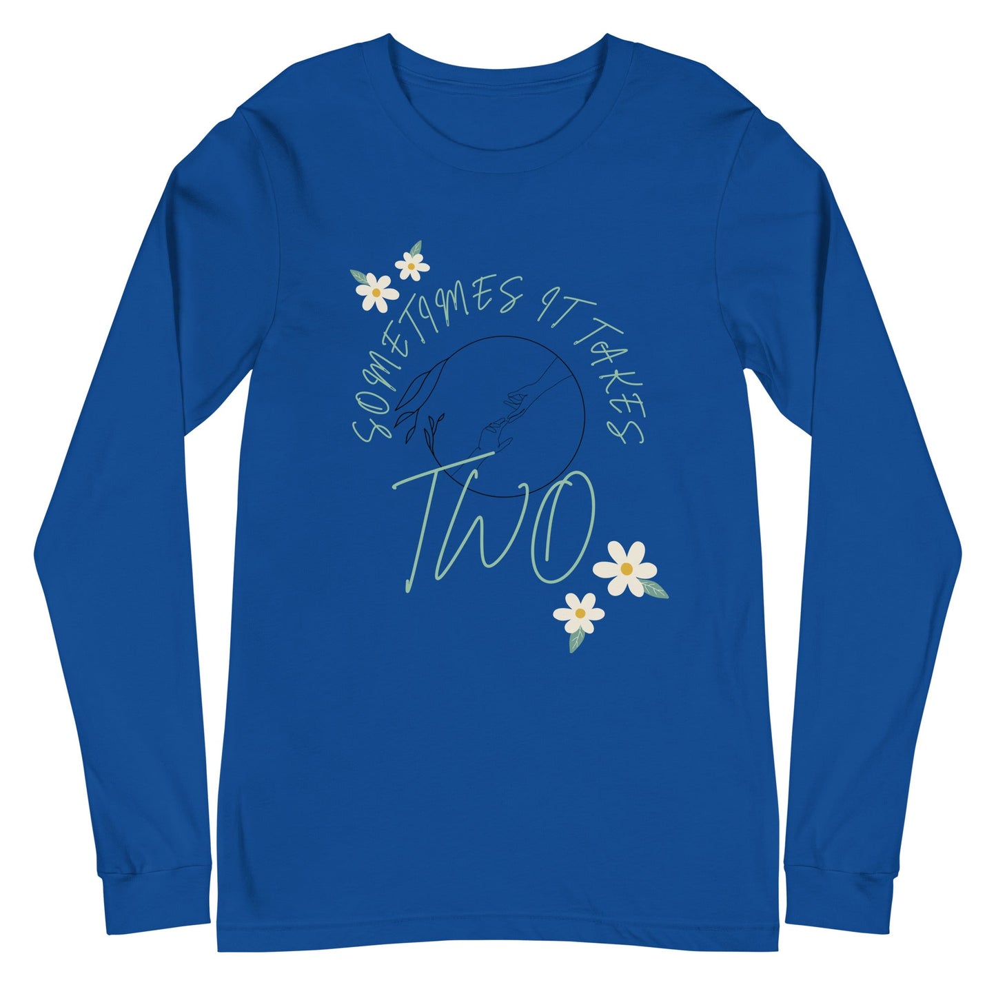 Image 8 of Black Duet Long Sleeve Shirt - Left Placement, size S, with It Takes Two artwork visible in front view.