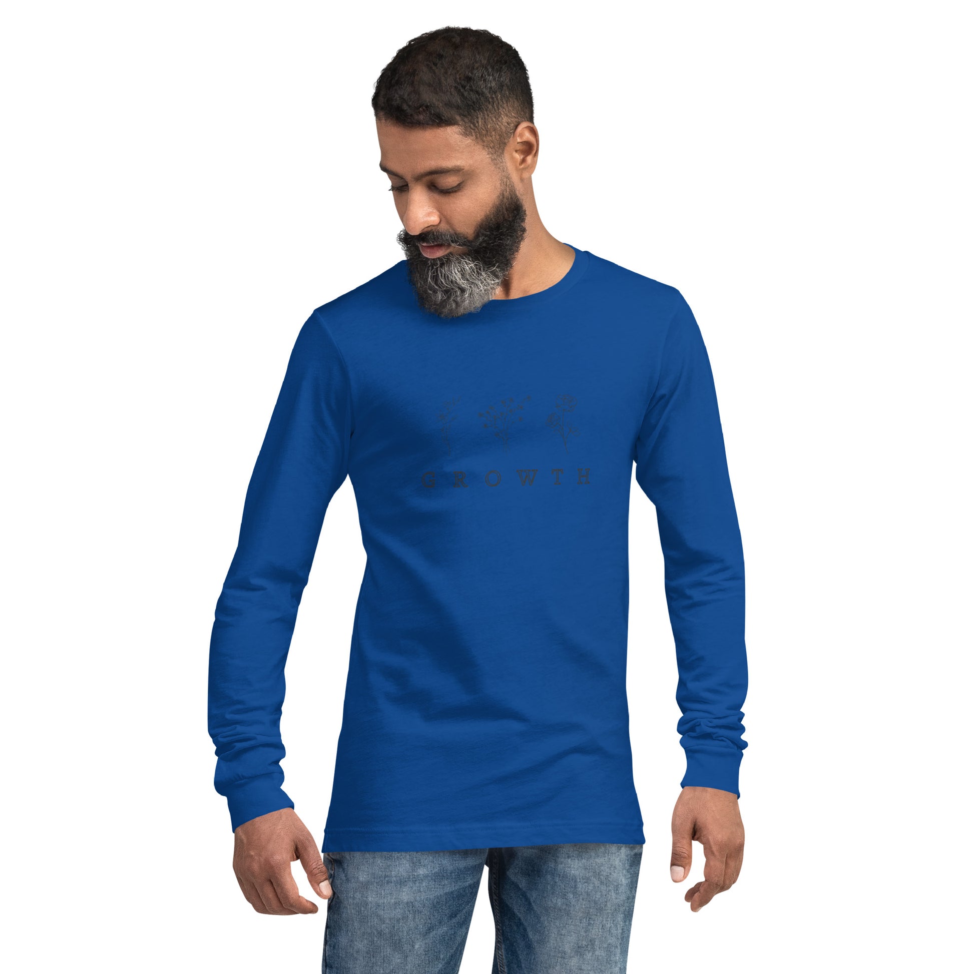 Growthline Long Sleeve Shirt - Left Placement image 57: Military Green version, size S with front view of the Growth range.