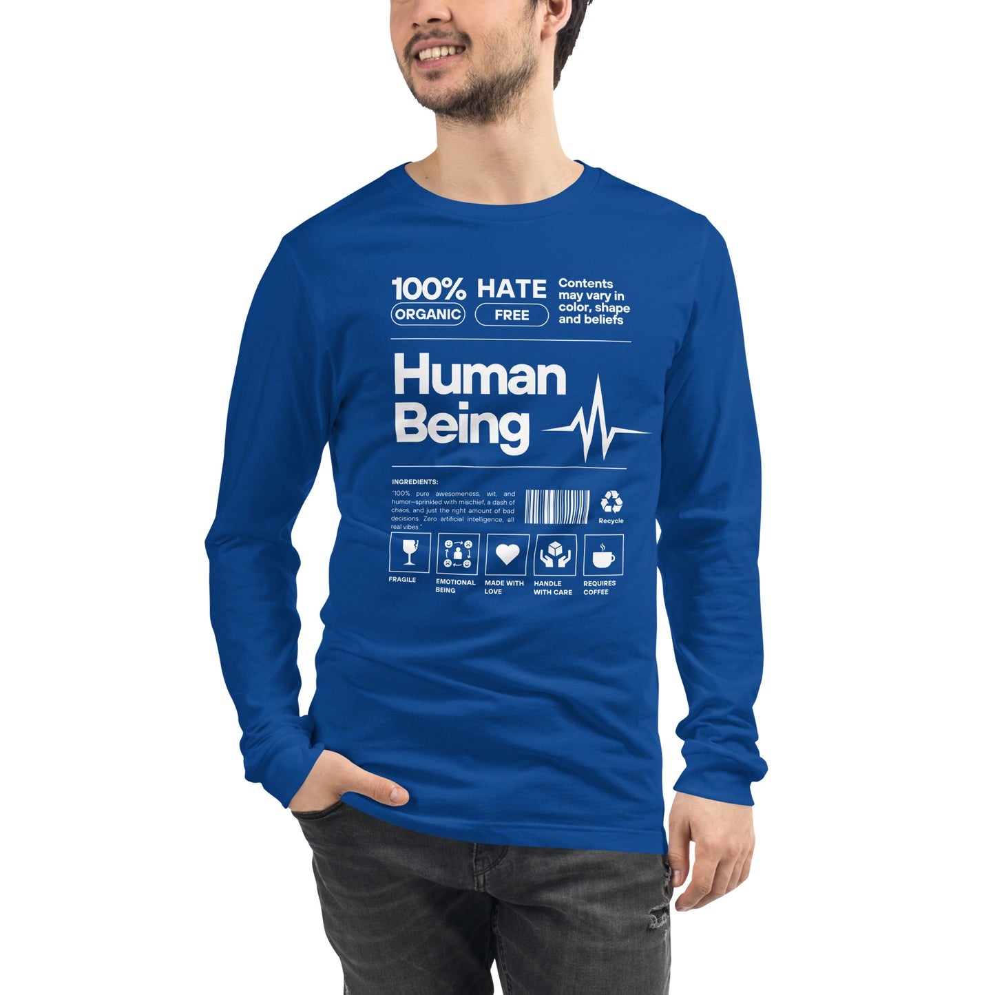 Human Form Long Sleeve Shirt - Left Placement product image 27 in Red, size M, with front view and left placement.