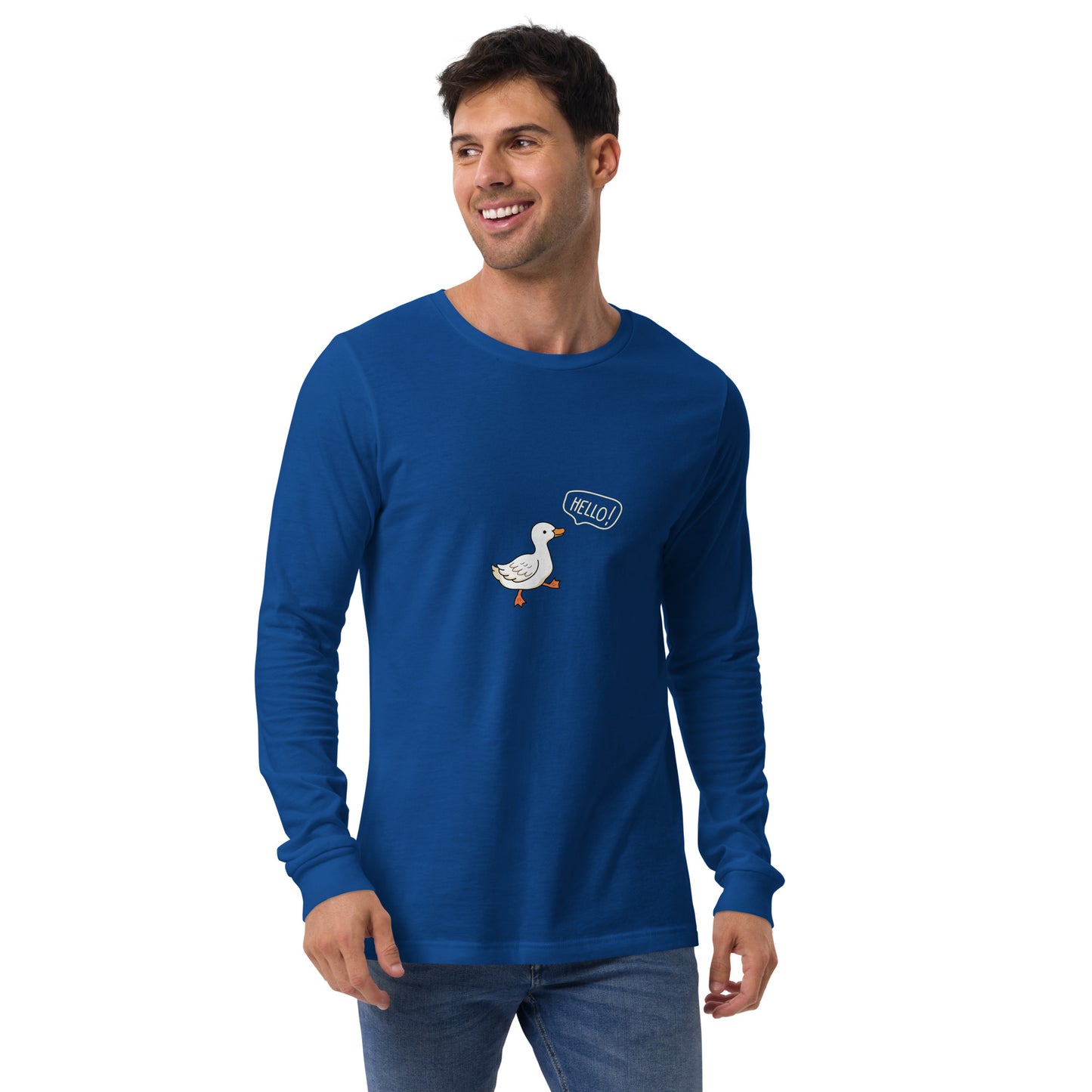 Quacksy Long Sleeve Shirt product image 15 in Navy, size 2XL, with front view and design placement.