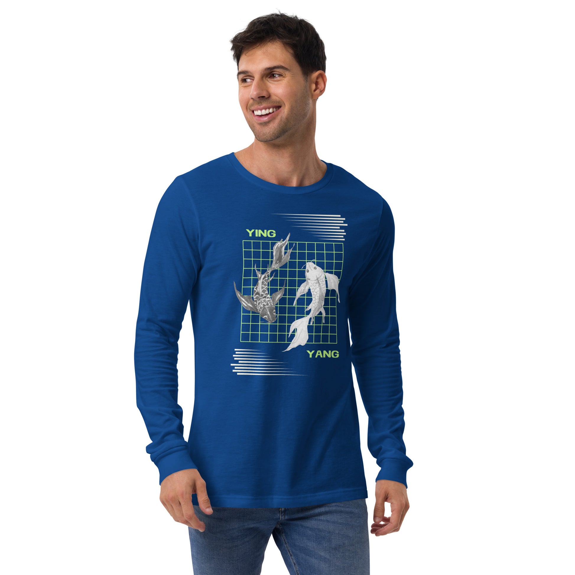 Equinoxe Long Sleeve Shirt image 15 in Navy, size 2XL, showing front view for the Ying and Yang design.