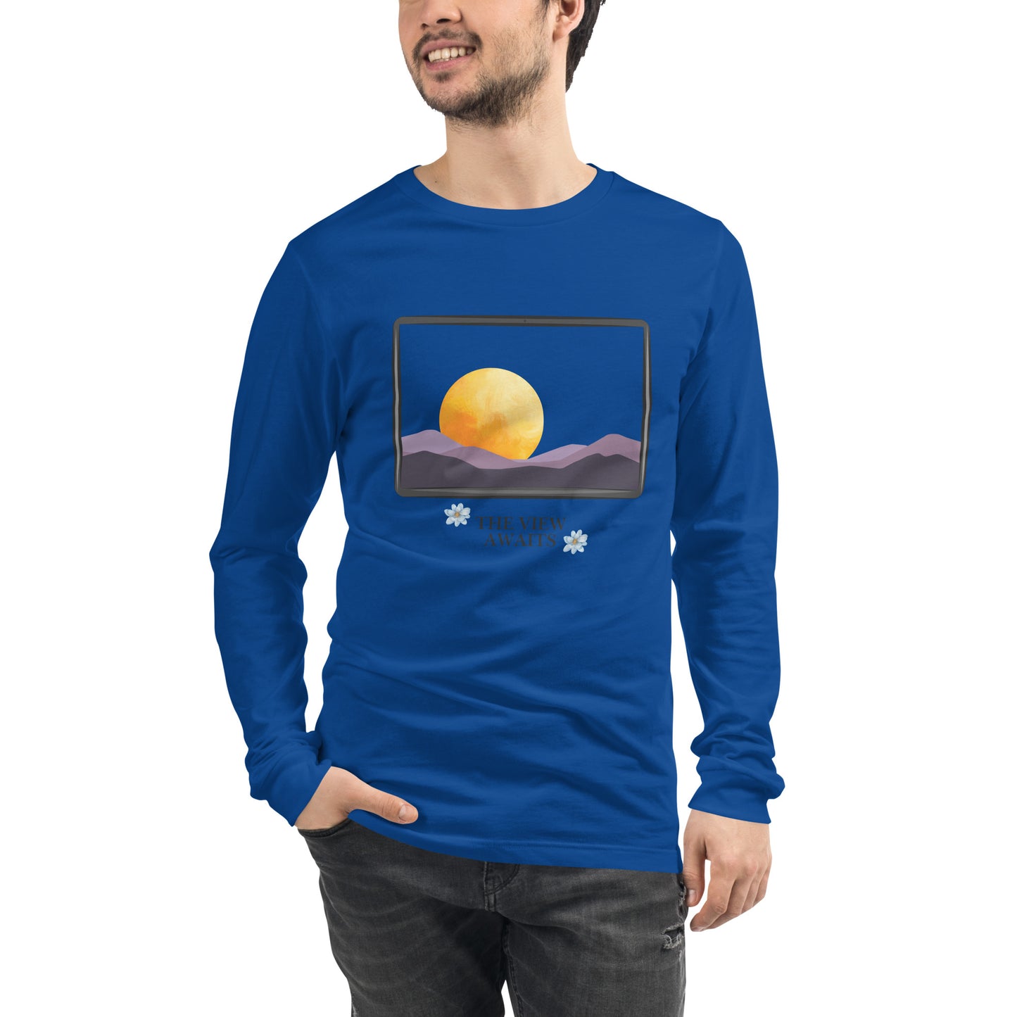 Avenor Long Sleeve Shirt product image 43 in Heather Navy, size L, with front view and design placement.