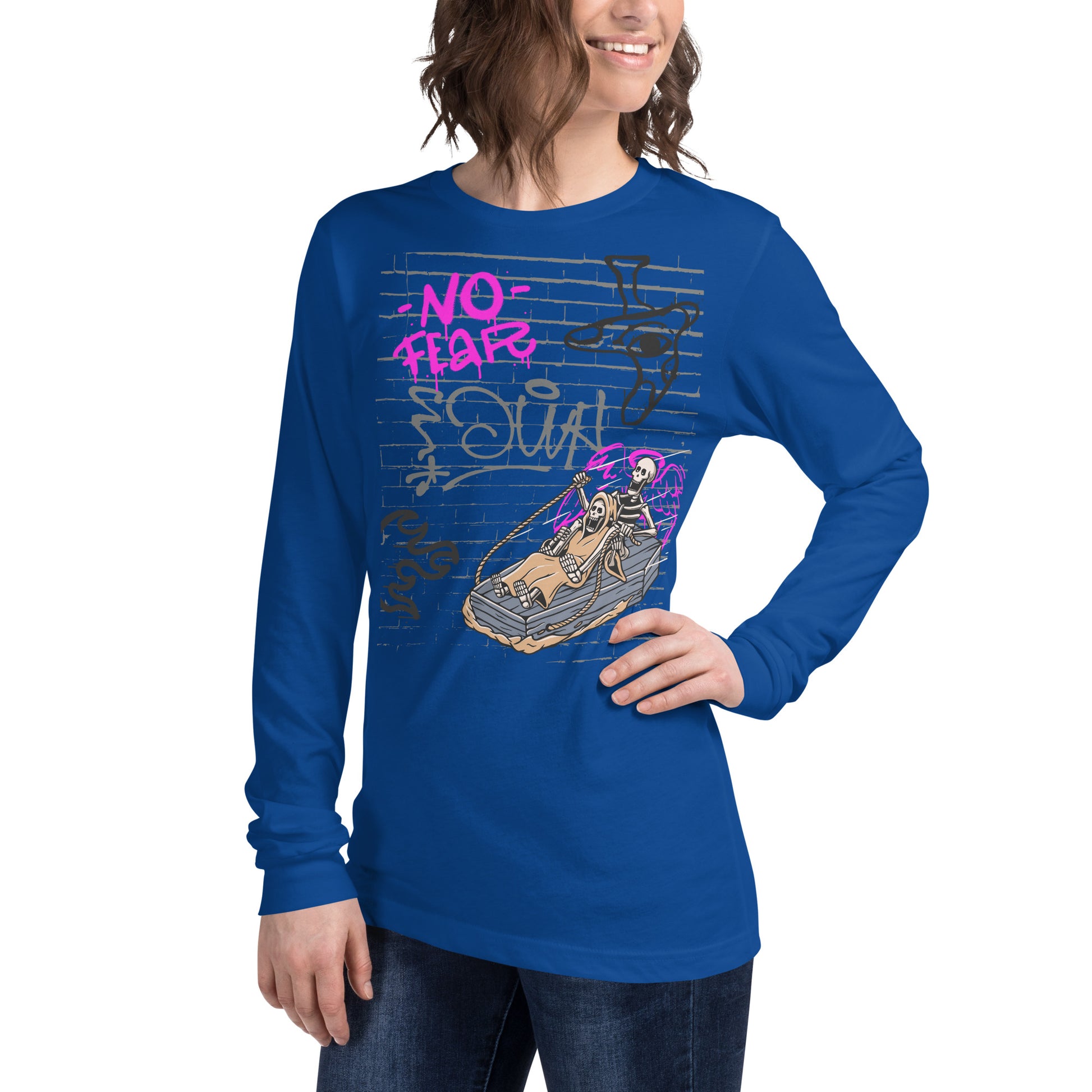 Fearless Long Sleeve Shirt - Left Placement product image 55 in Heather Deep Teal, size XS, with front view, left-side angle and left placement.