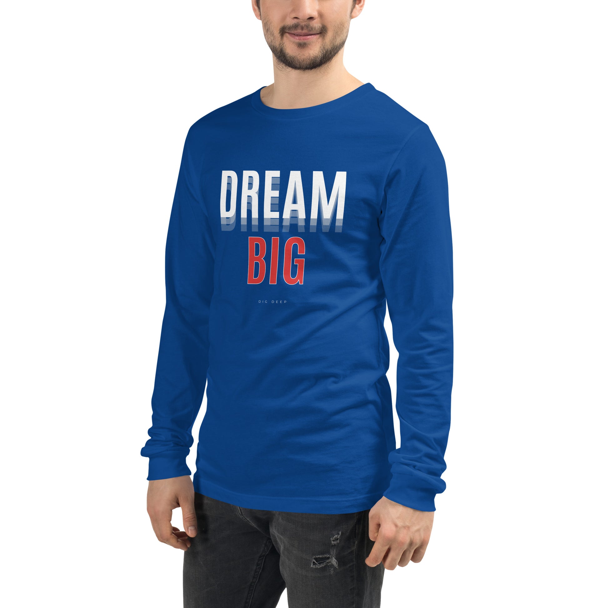 Skyline Dream Long Sleeve Shirt - Left Placement image 51: Military Green version, size XS with front view, left-side angle of the Dream Big range.