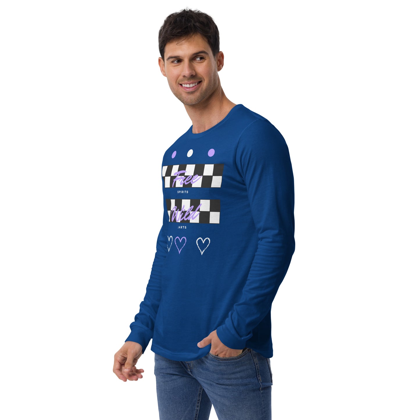 Freeborne Long Sleeve Shirt - Left Placement image 30: Heather Forest version, size XL with front view, left-side angle of the Free Spirits range.