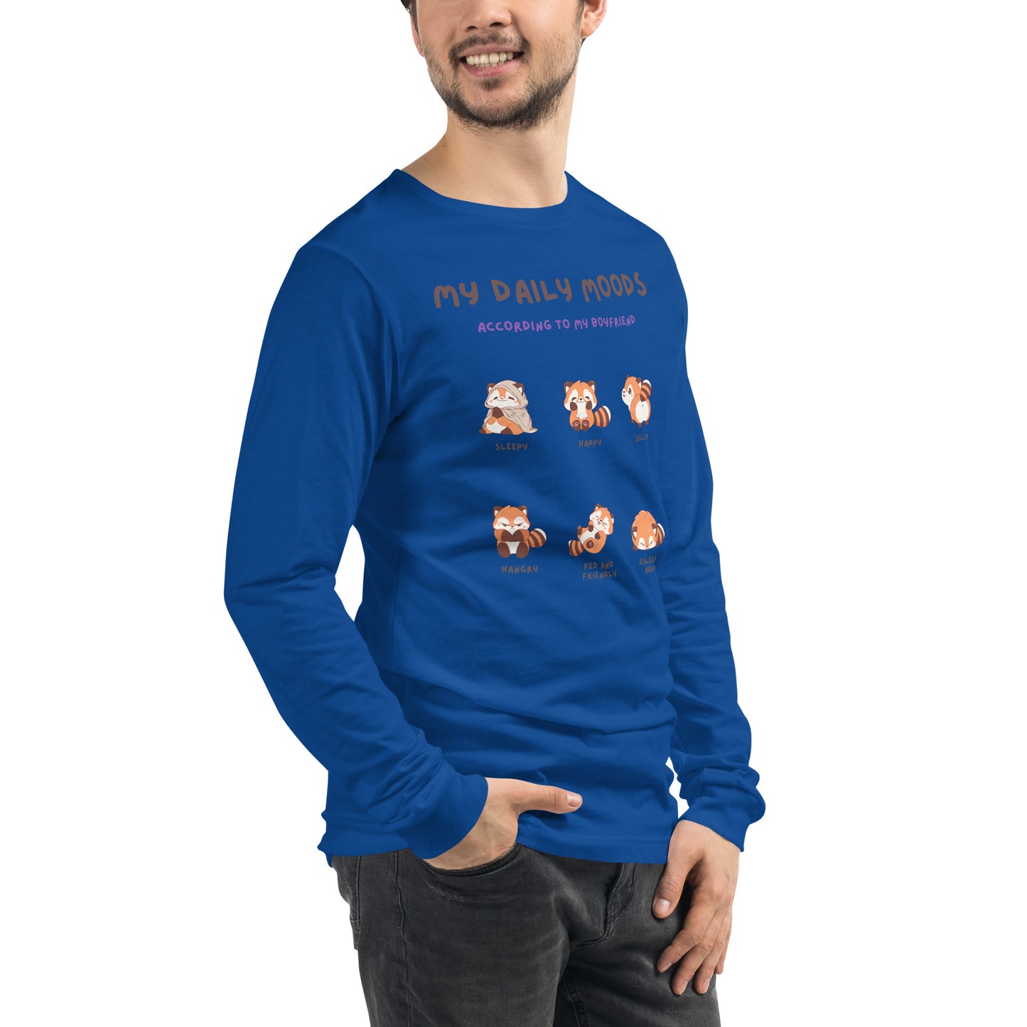 Image 90 of White Mood Diary Long Sleeve Shirt - Left Placement, size XL, with My Daily Moods artwork visible in front view, right-side angle.