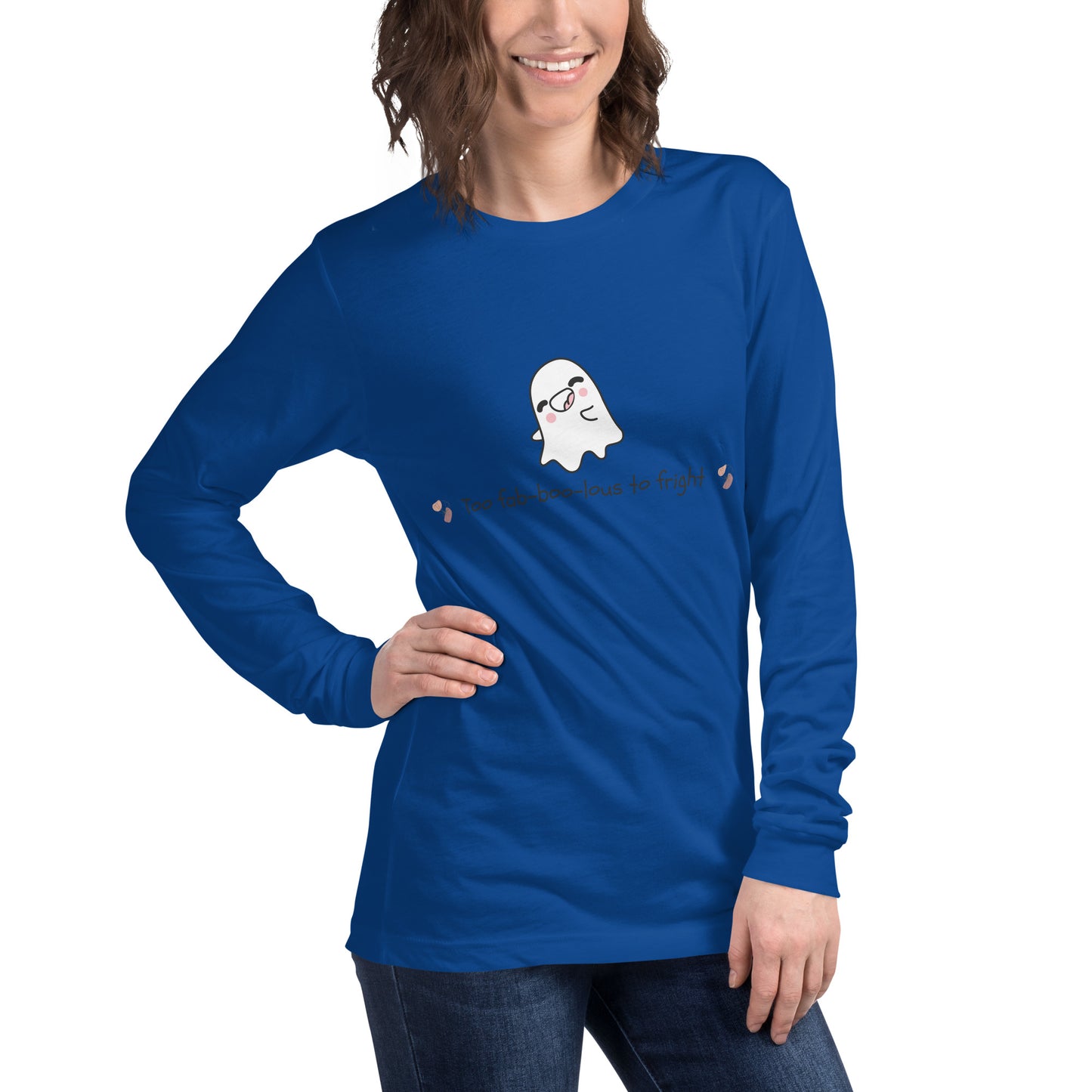 Boo Luxe Long Sleeve Shirt - Left Placement product image 48 in Poppy, size 2XL, with front view, right-side angle and left placement.