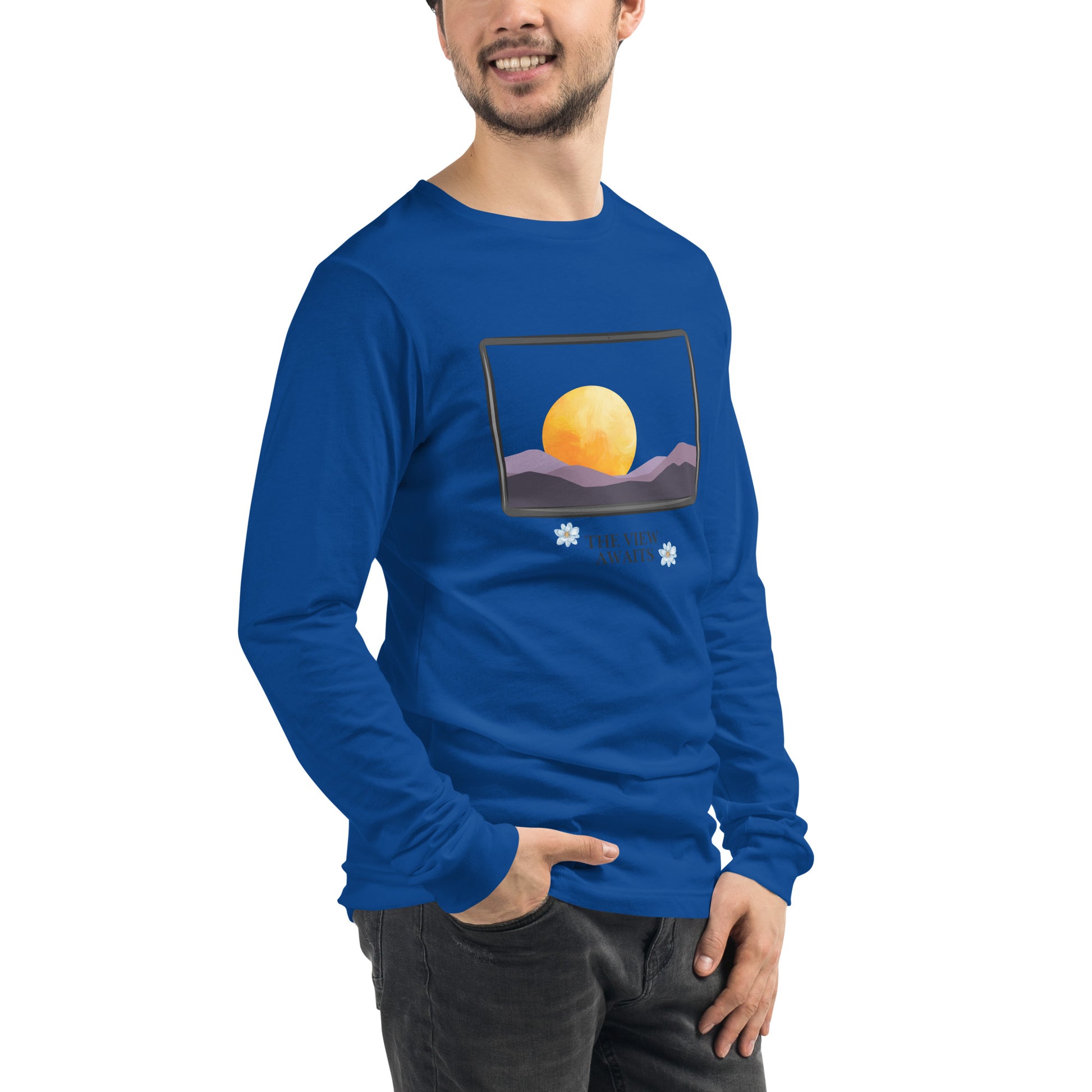 Avenor Long Sleeve Shirt product image 48 in Heather Deep Teal, size L, with front view, right-side angle and design placement.