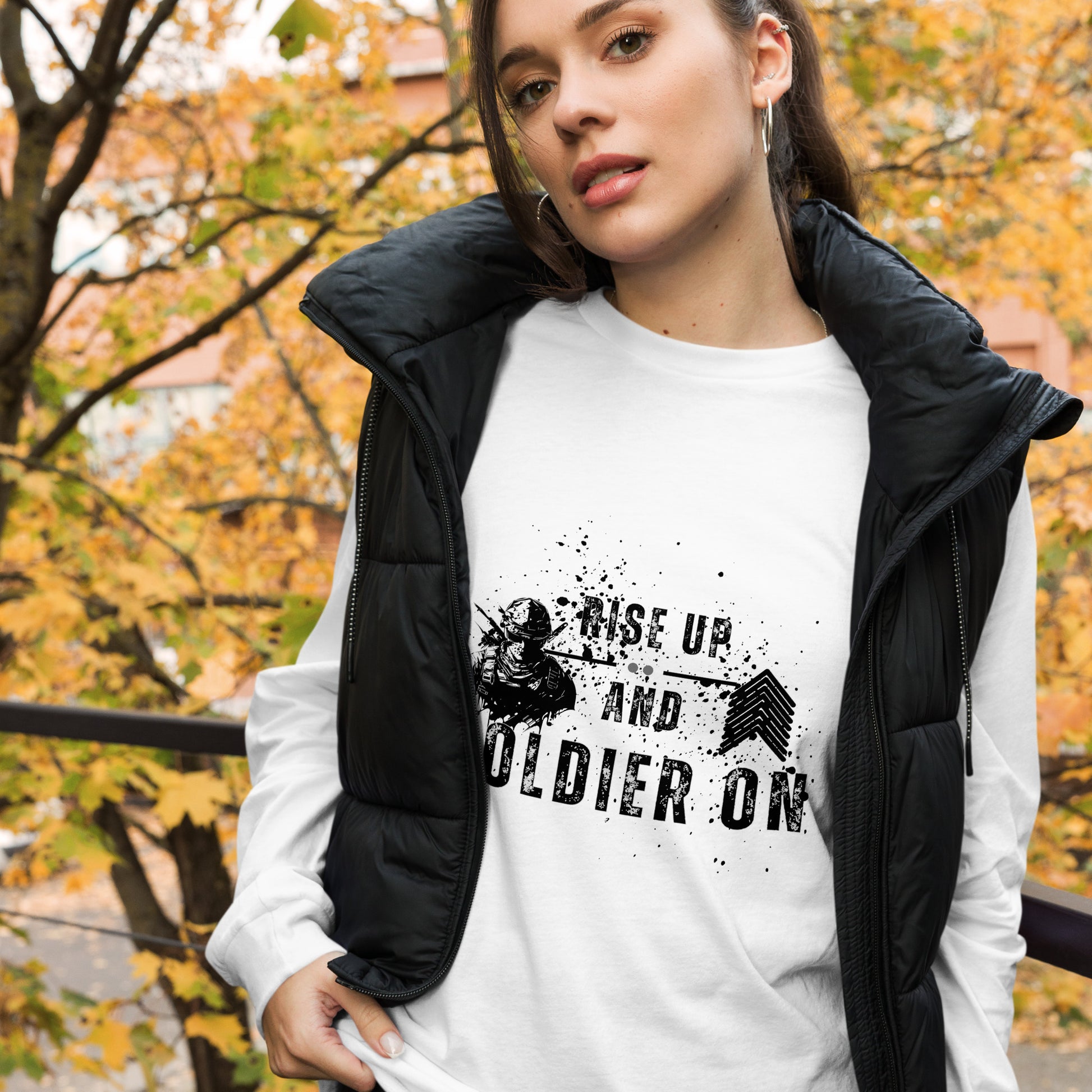 Fortitude Long Sleeve Shirt - Left Placement image 17 in Red, size XL, showing front view for the Soldier On design.