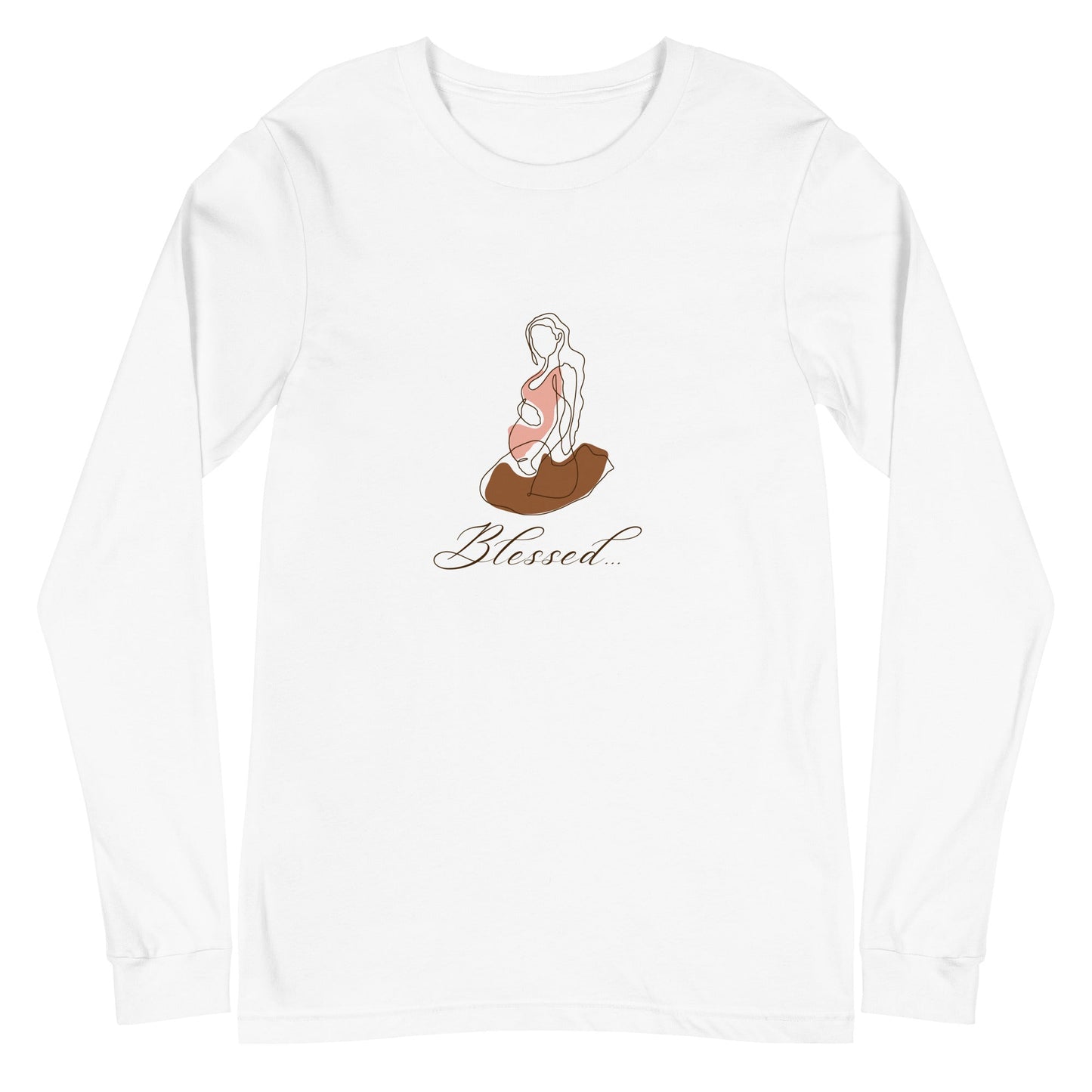 Grace Mark Long Sleeve Shirt - Left Placement image 16 in Navy, size L, showing front view for the Blessed design.