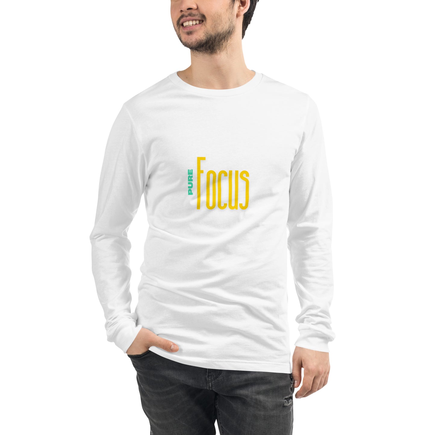 Focusline Long Sleeve Shirt - Left Placement image 11 in Black, size XL, showing front view for the Pure Focus design.
