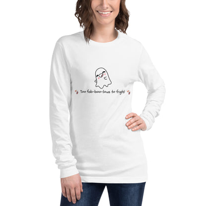 Boo Luxe Long Sleeve Shirt - Left Placement image 17 in Heather Forest, size XL, showing front view for the Fa Boo Lous design.