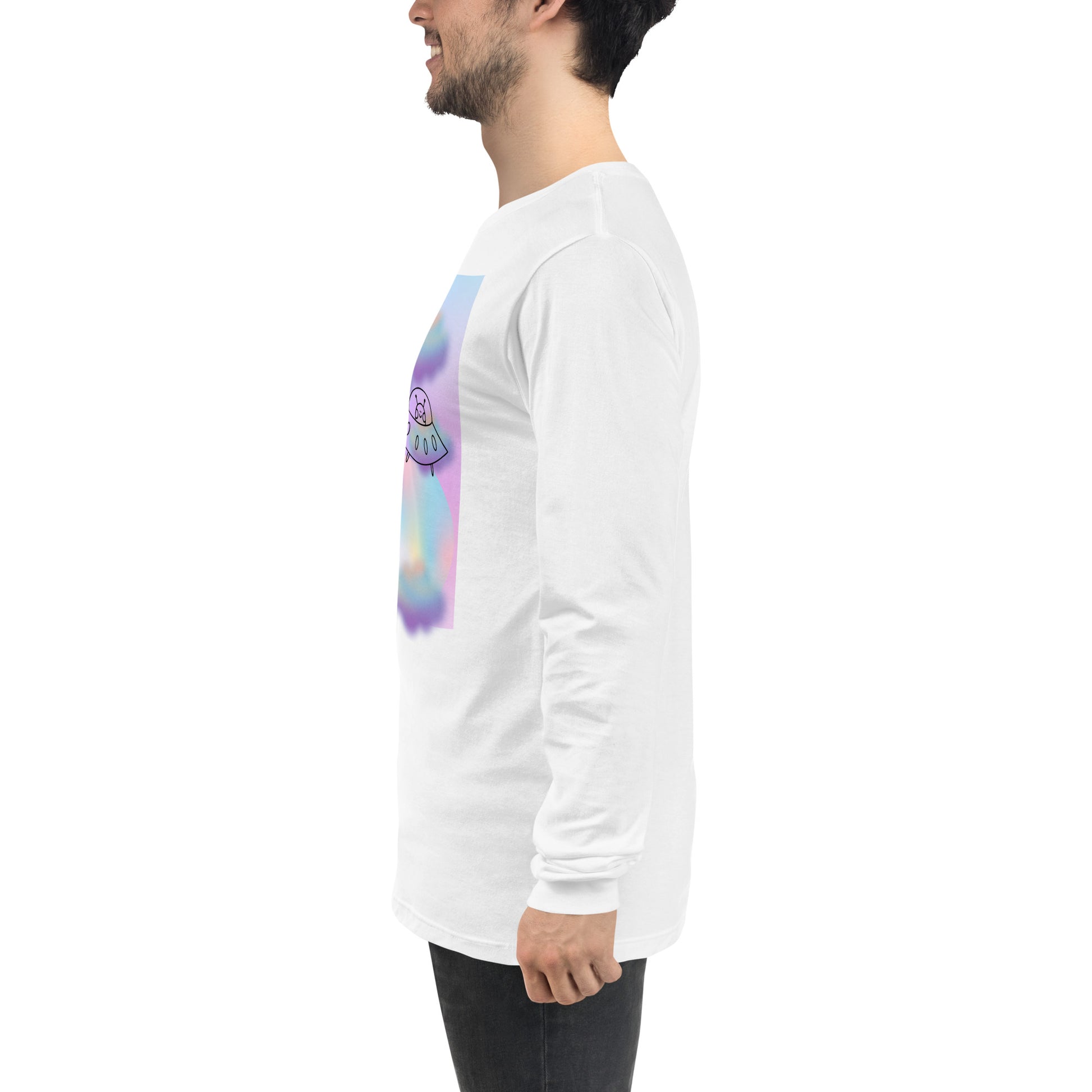 Sprinkle Theory Long Sleeve Shirt - Left Placement image 39 in True Royal, size L, showing left-side angle for the You're the Sprinkle to My Cupcake design.