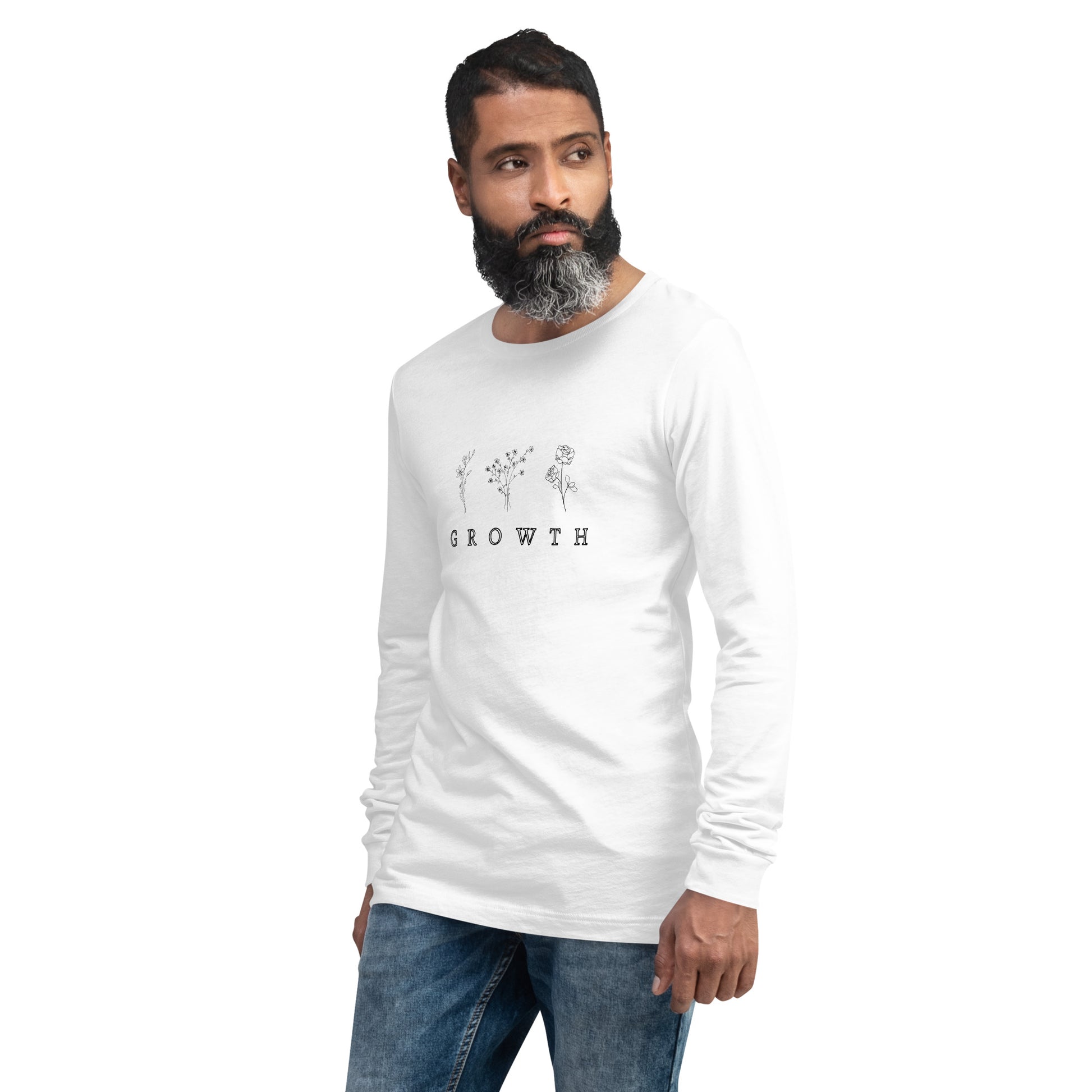 Growthline Long Sleeve Shirt - Left Placement image 27: Heather Forest version, size S with front view, left-side angle of the Growth range.