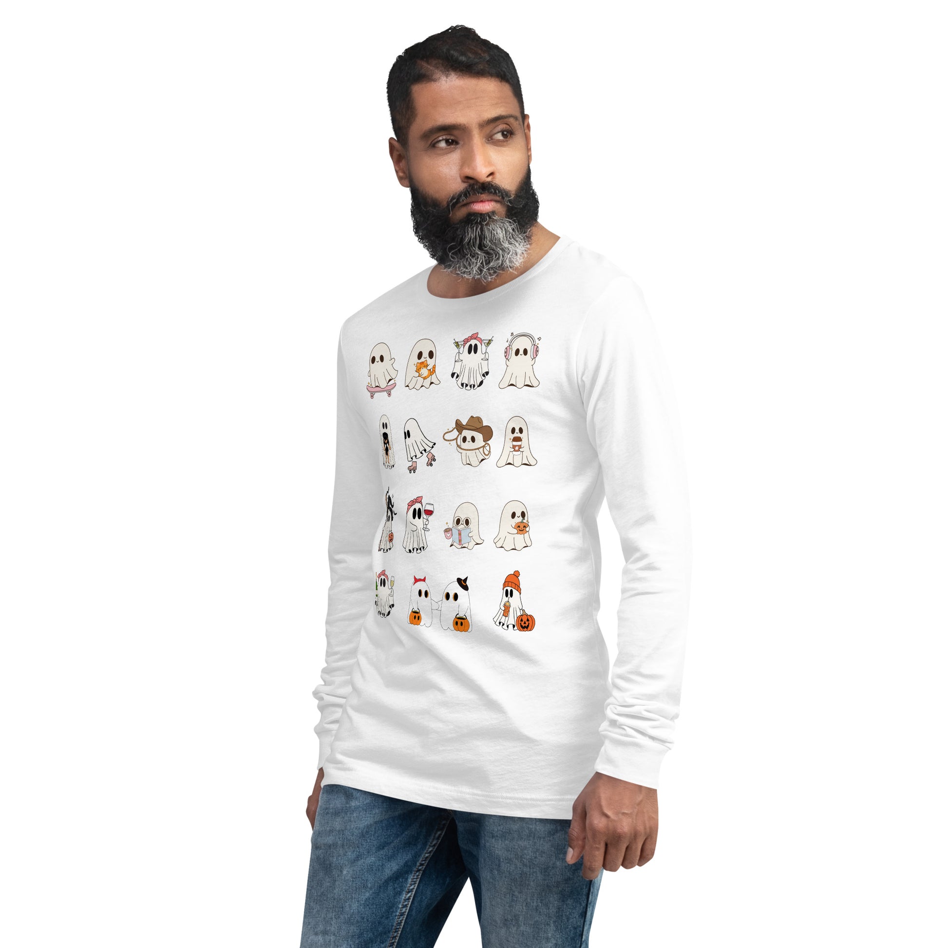 Spectral Long Sleeve Shirt - Left Placement by R.A. Apparel, image 27, front view, left-side angle, Heather Forest, size S, left placement.